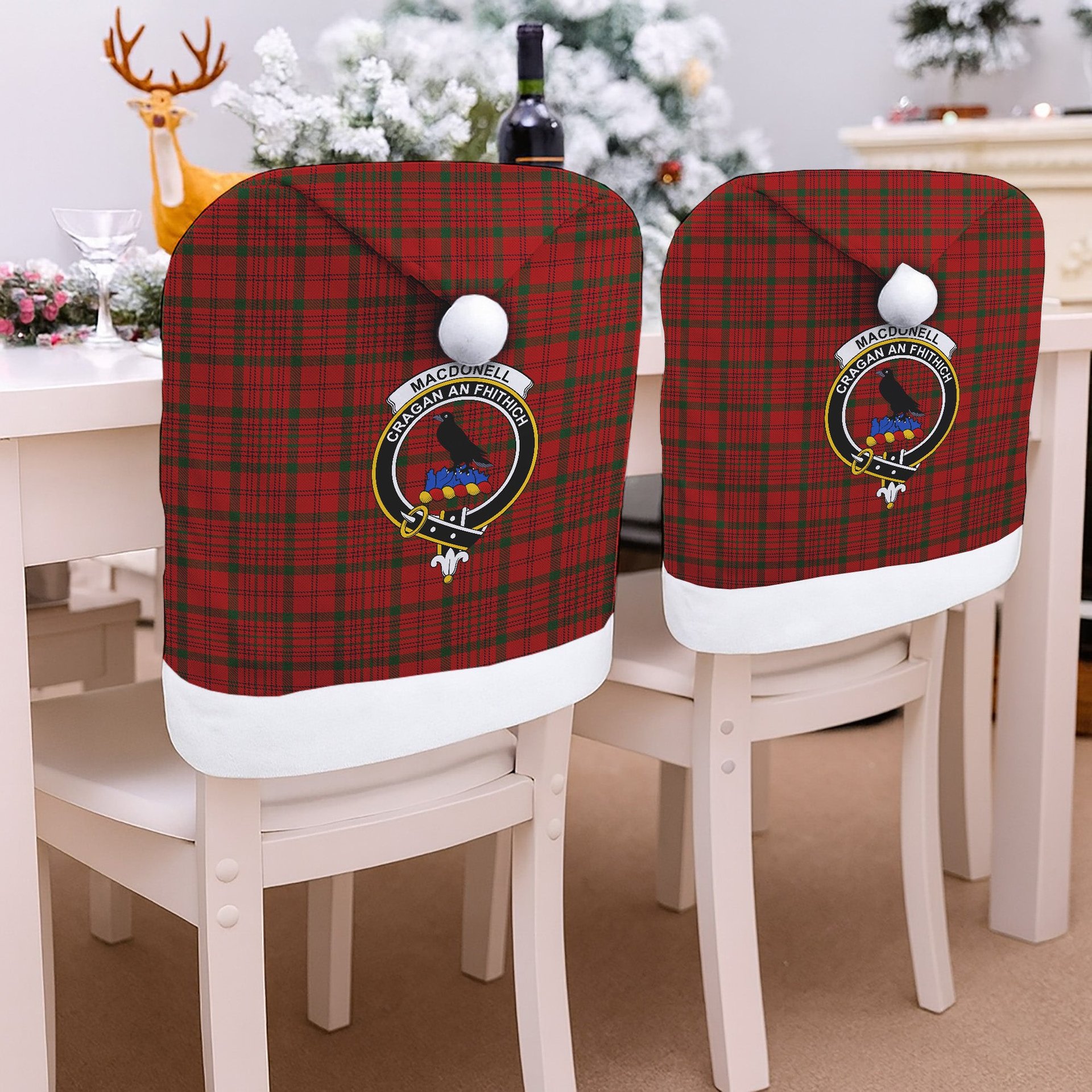ScotsTee Shop Scottish MacDonell of Keppach Crest Tartan Santa Hat Christmas Chair Covers Decoration Table Dinner