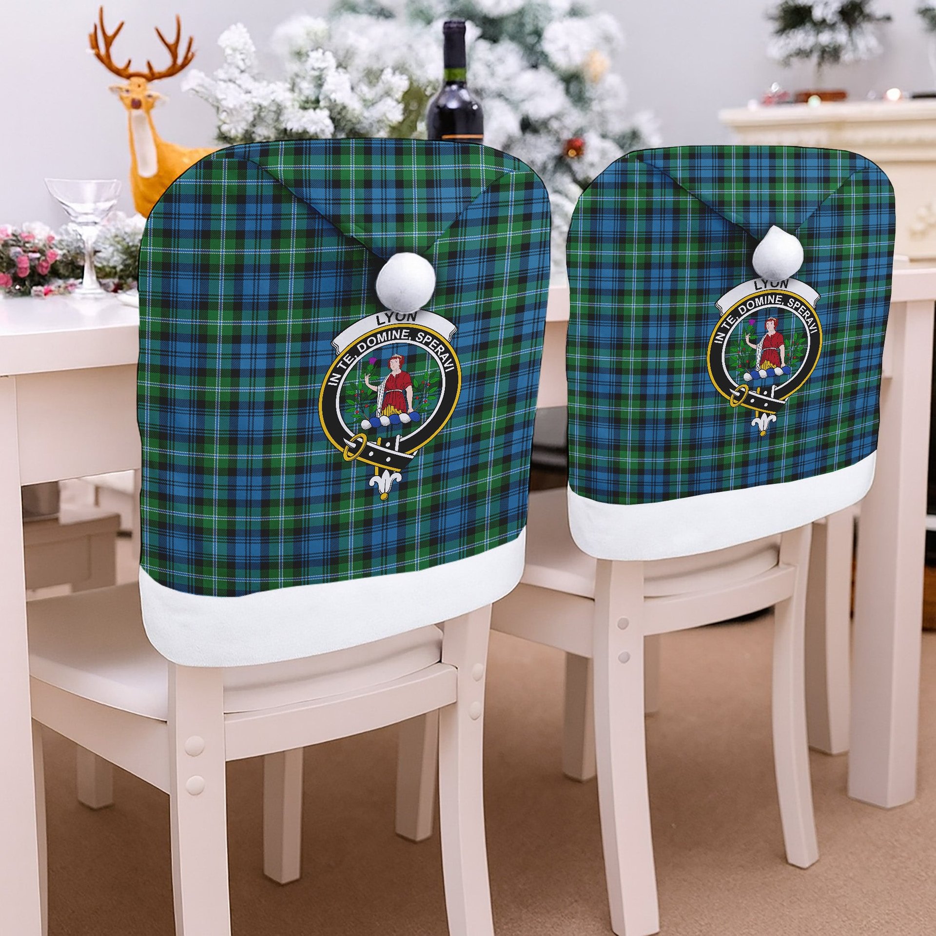 ScotsTee Shop Scottish Lyon SC Crest Tartan Santa Hat Christmas Chair Covers Decoration Table Dinner