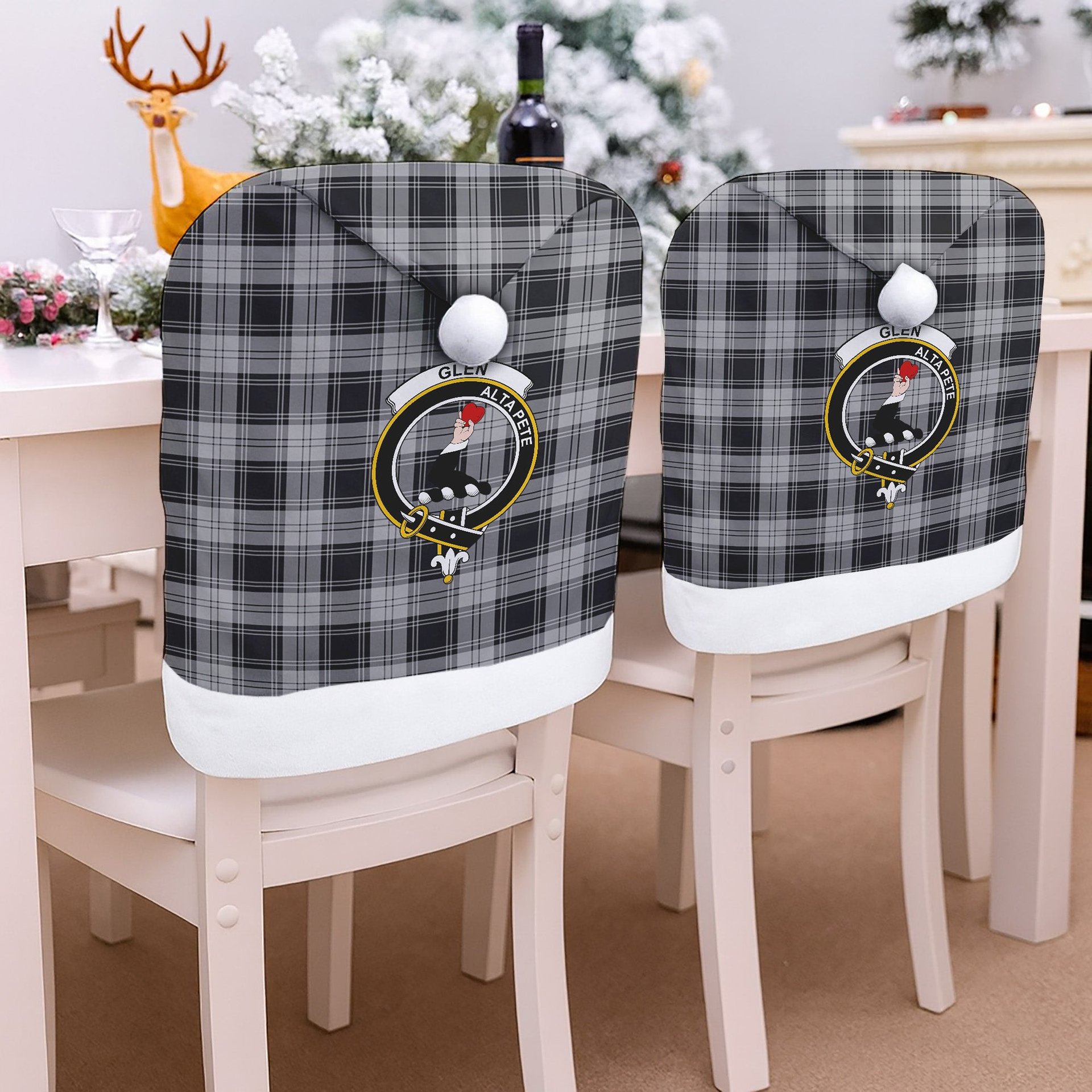 ScotsTee Shop Scottish Glen Crest Tartan Santa Hat Christmas Chair Covers Decoration Table Dinner