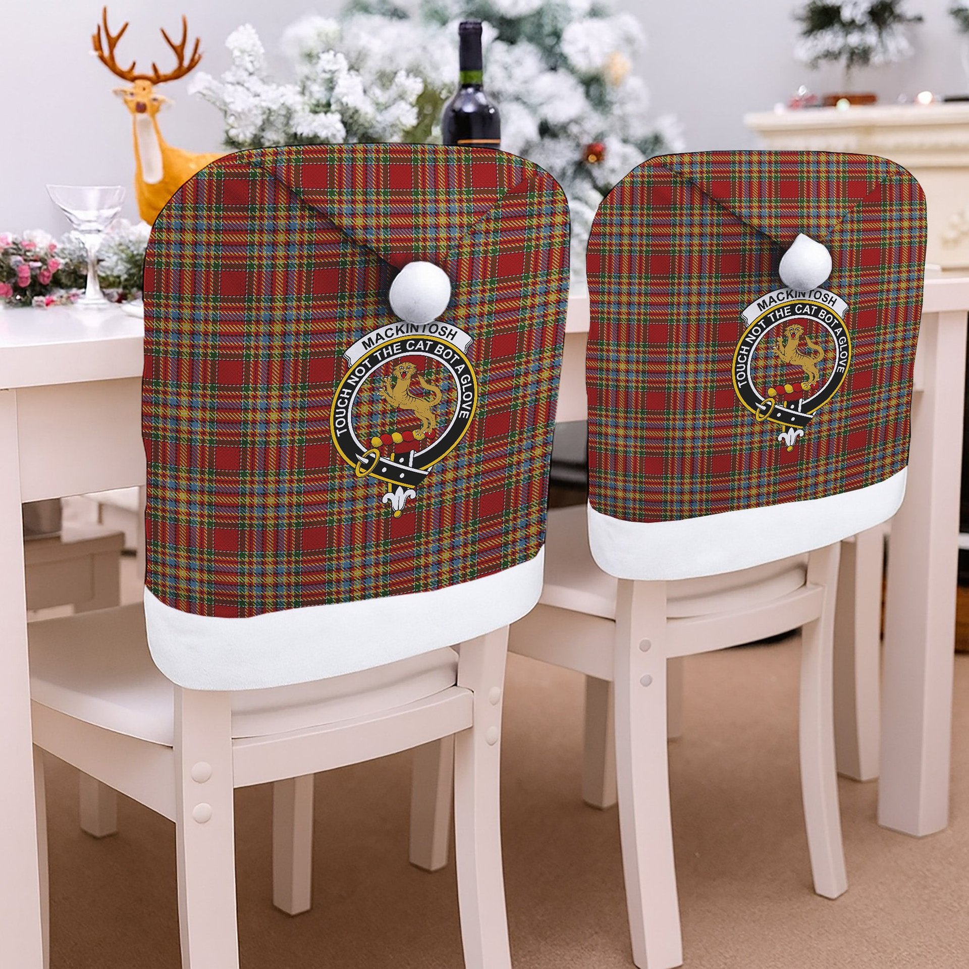 ScotsTee Shop Scottish MacKintosh Chief Crest Tartan Santa Hat Christmas Chair Covers Decoration Table Dinner