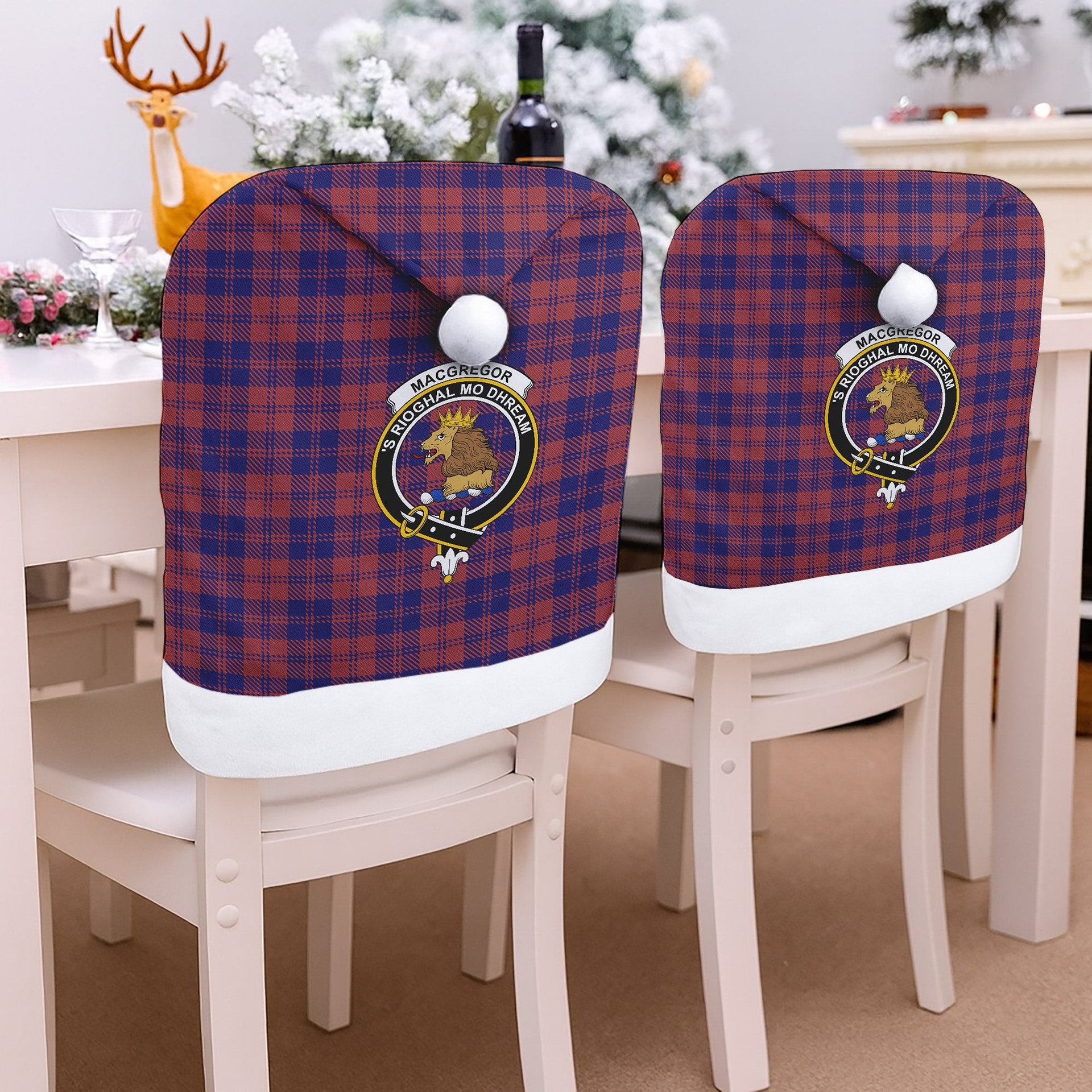 ScotsTee Shop Scottish MacGregor of Glengyle Crest Tartan Santa Hat Christmas Chair Covers Decoration Table Dinner