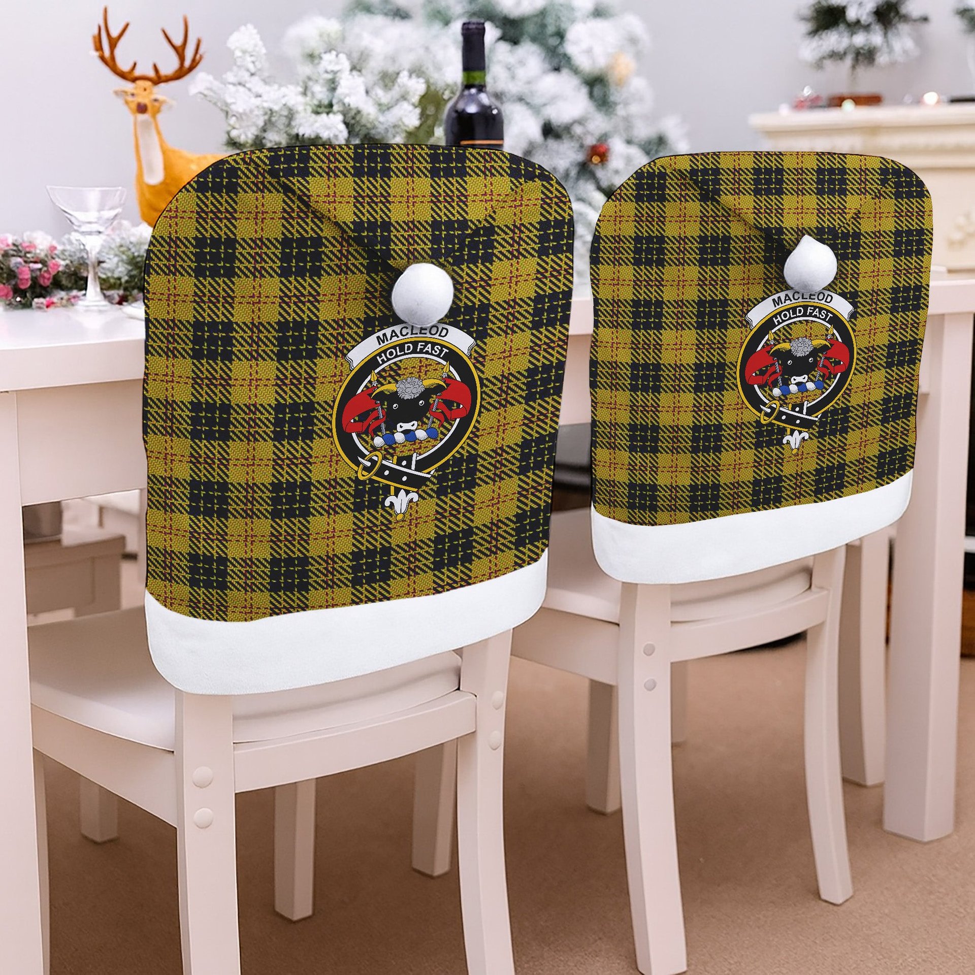 ScotsTee Shop Scottish MacLeod 1831 Crest Tartan Santa Hat Christmas Chair Covers Decoration Table Dinner
