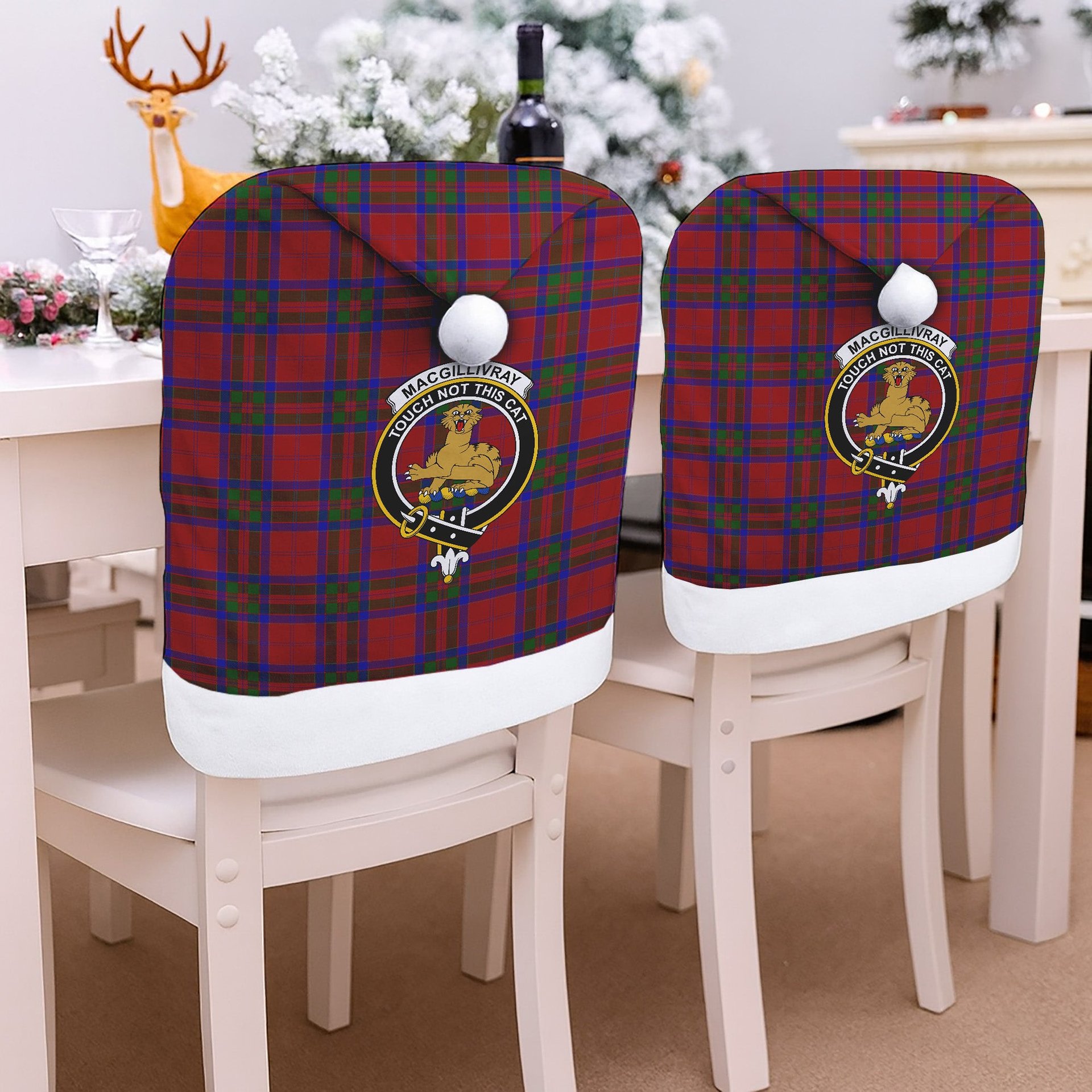 ScotsTee Shop Scottish MacGillivray Crest Tartan Santa Hat Christmas Chair Covers Decoration Table Dinner