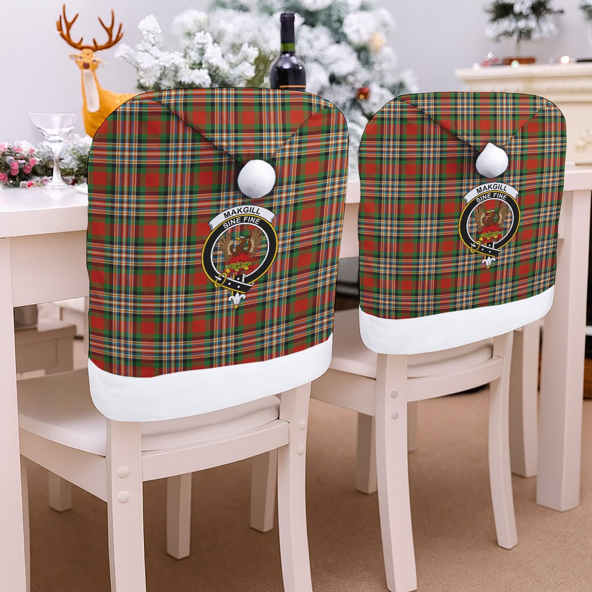 ScotsTee Shop Scottish MakGill Ancient Crest Tartan Santa Hat Christmas Chair Covers Decoration Table Dinner