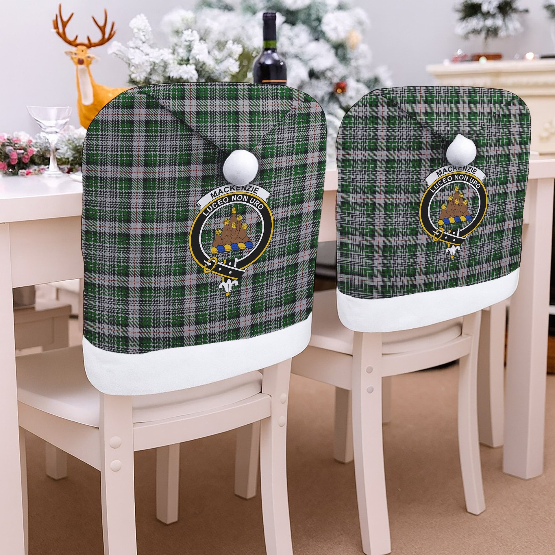 ScotsTee Shop Scottish MacKenzie MacGregor-Hastie Crest Tartan Santa Hat Christmas Chair Covers Decoration Table Dinner
