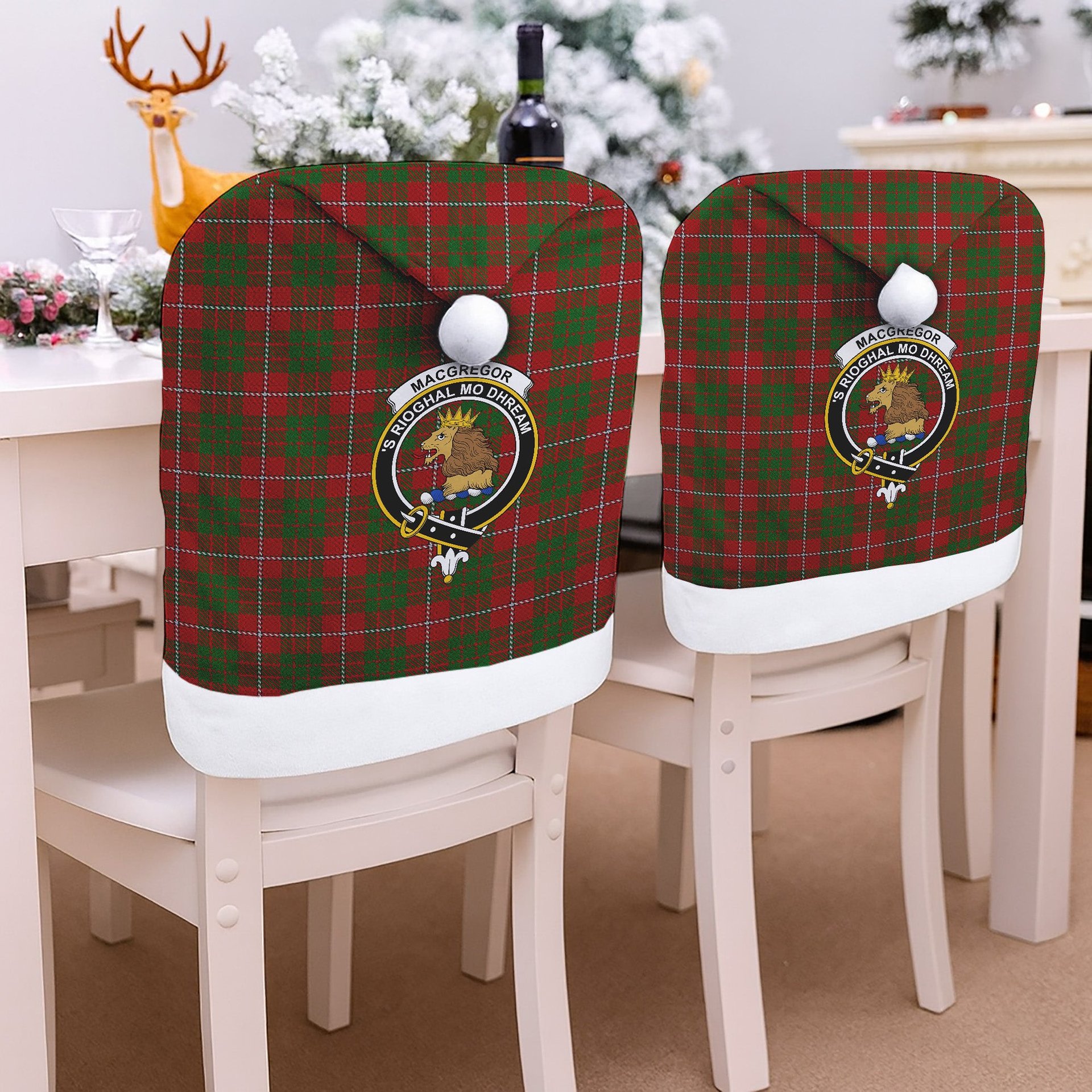 ScotsTee Shop Scottish MacGregor of Balquidder Crest Tartan Santa Hat Christmas Chair Covers Decoration Table Dinner