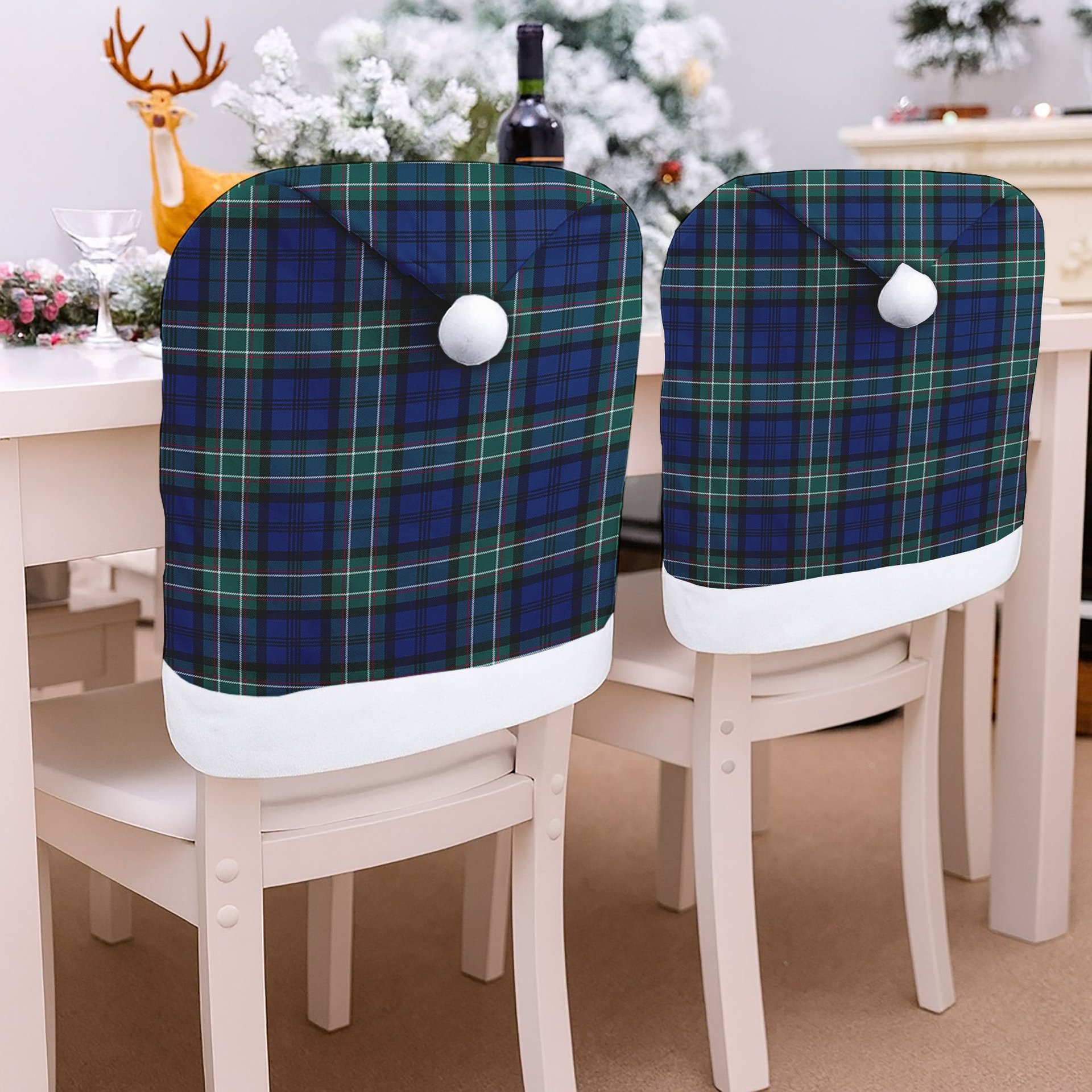 ScotsTee Shop Scottish Allan Tartan Santa Hat Christmas Chair Covers Decoration Table Dinner