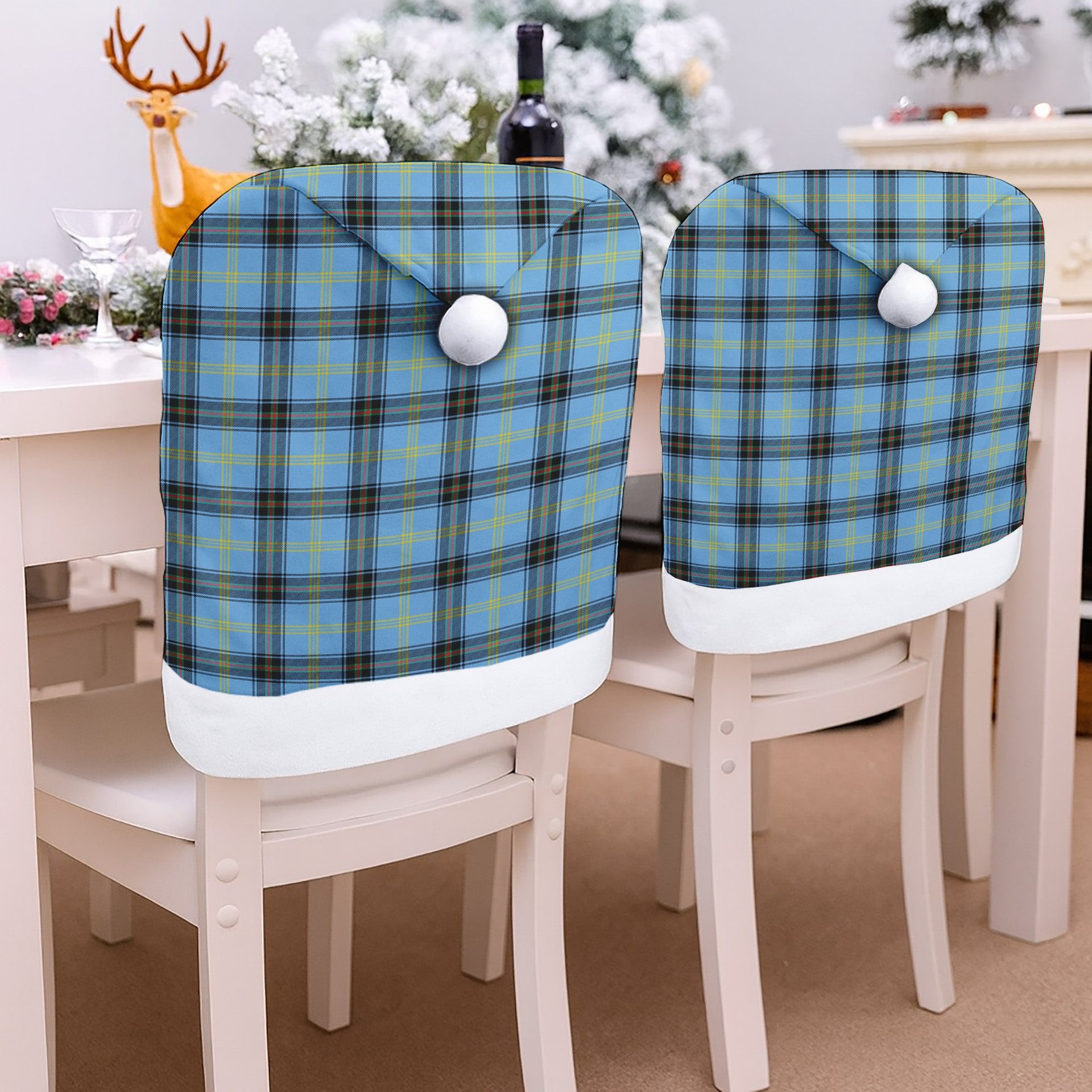 ScotsTee Shop Scottish Bell of the Borders Modern Tartan Santa Hat Christmas Chair Covers Decoration Table Dinner