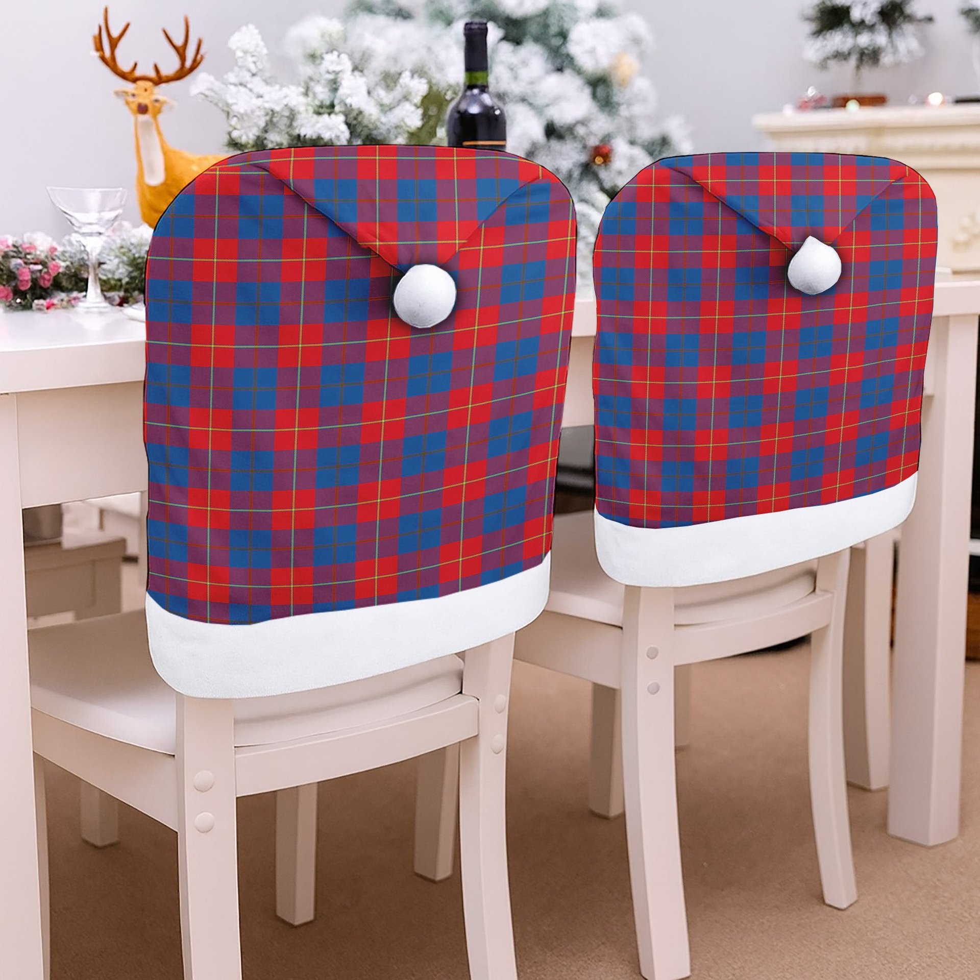 ScotsTee Shop Scottish Blane Tartan Santa Hat Christmas Chair Covers Decoration Table Dinner