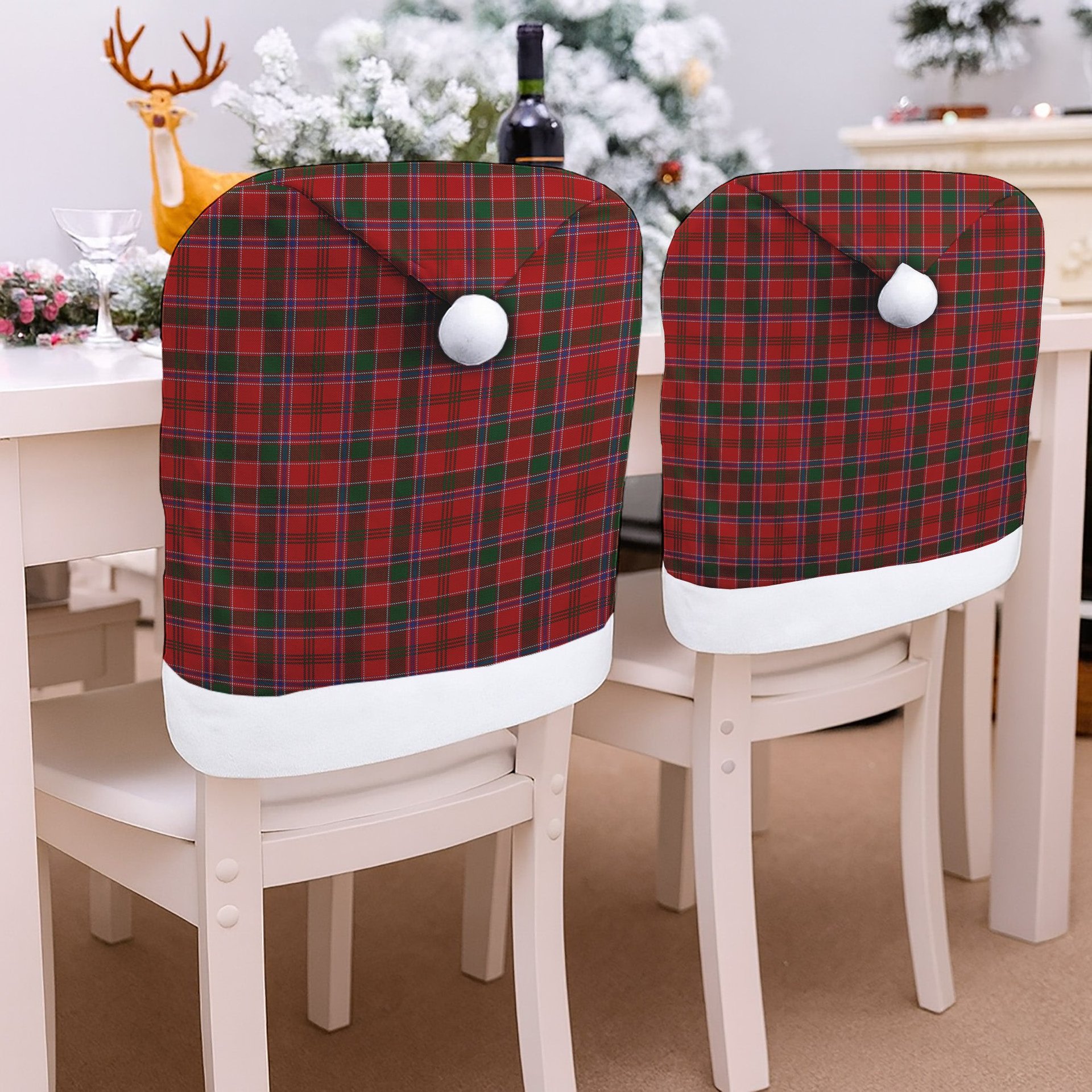 ScotsTee Shop Scottish Dalziel Tartan Santa Hat Christmas Chair Covers Decoration Table Dinner
