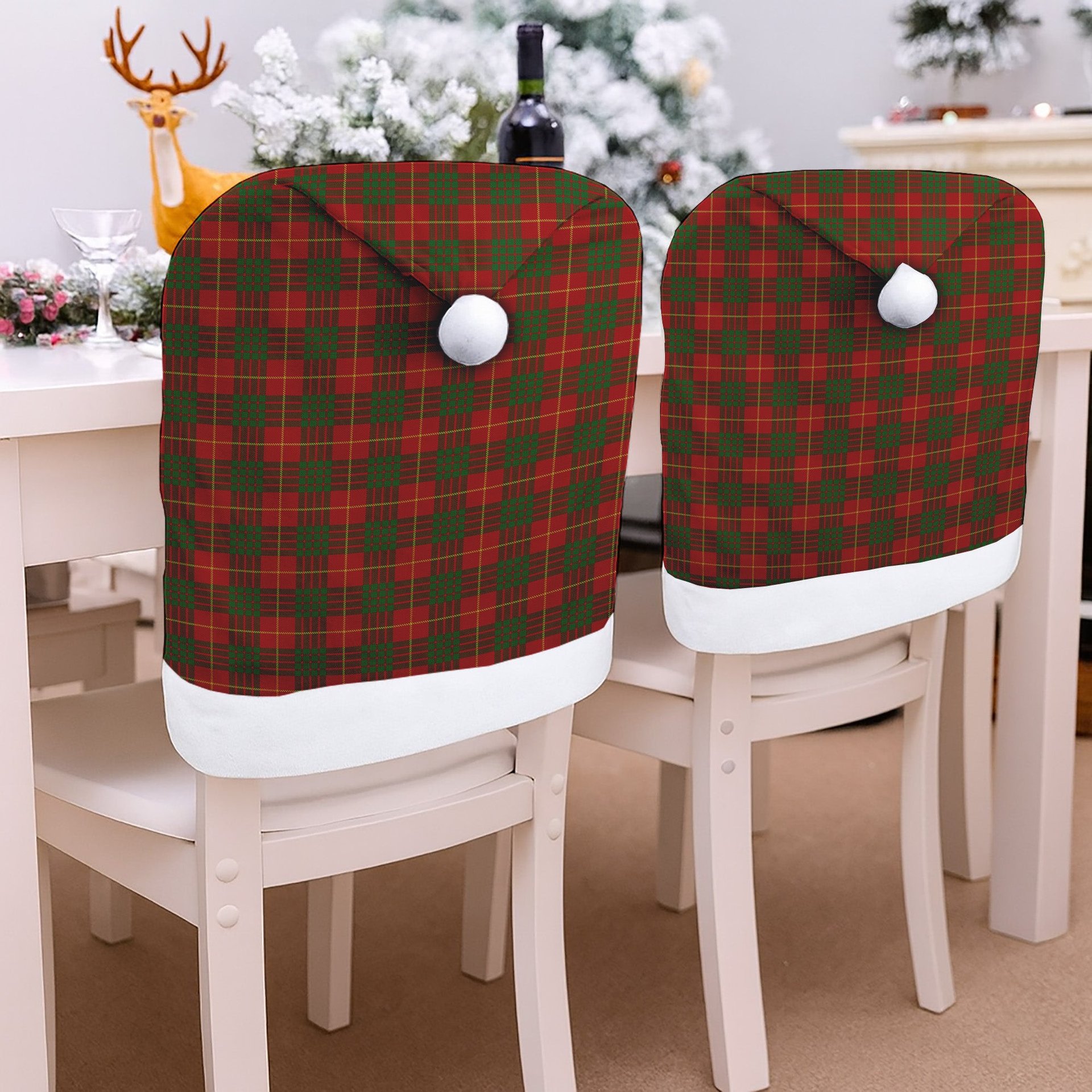 ScotsTee Shop Scottish Cameron Tartan Santa Hat Christmas Chair Covers Decoration Table Dinner