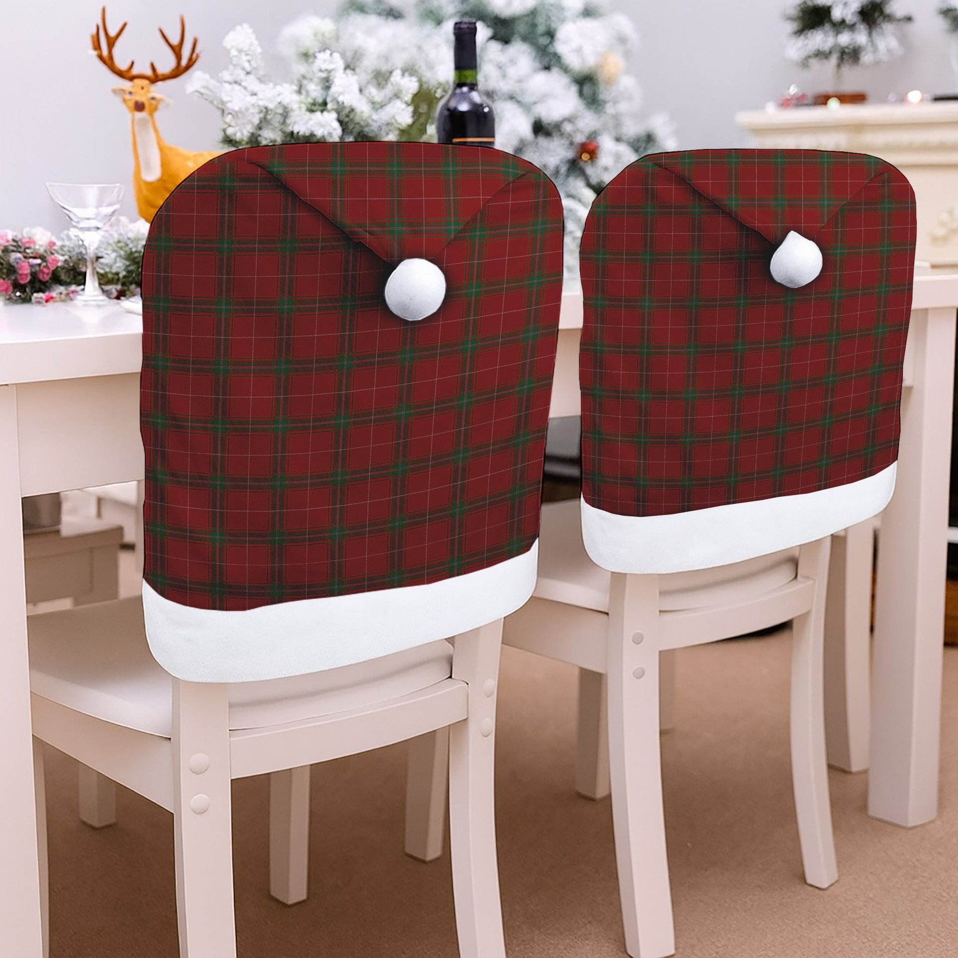 ScotsTee Shop Scottish Carruthers Tartan Santa Hat Christmas Chair Covers Decoration Table Dinner