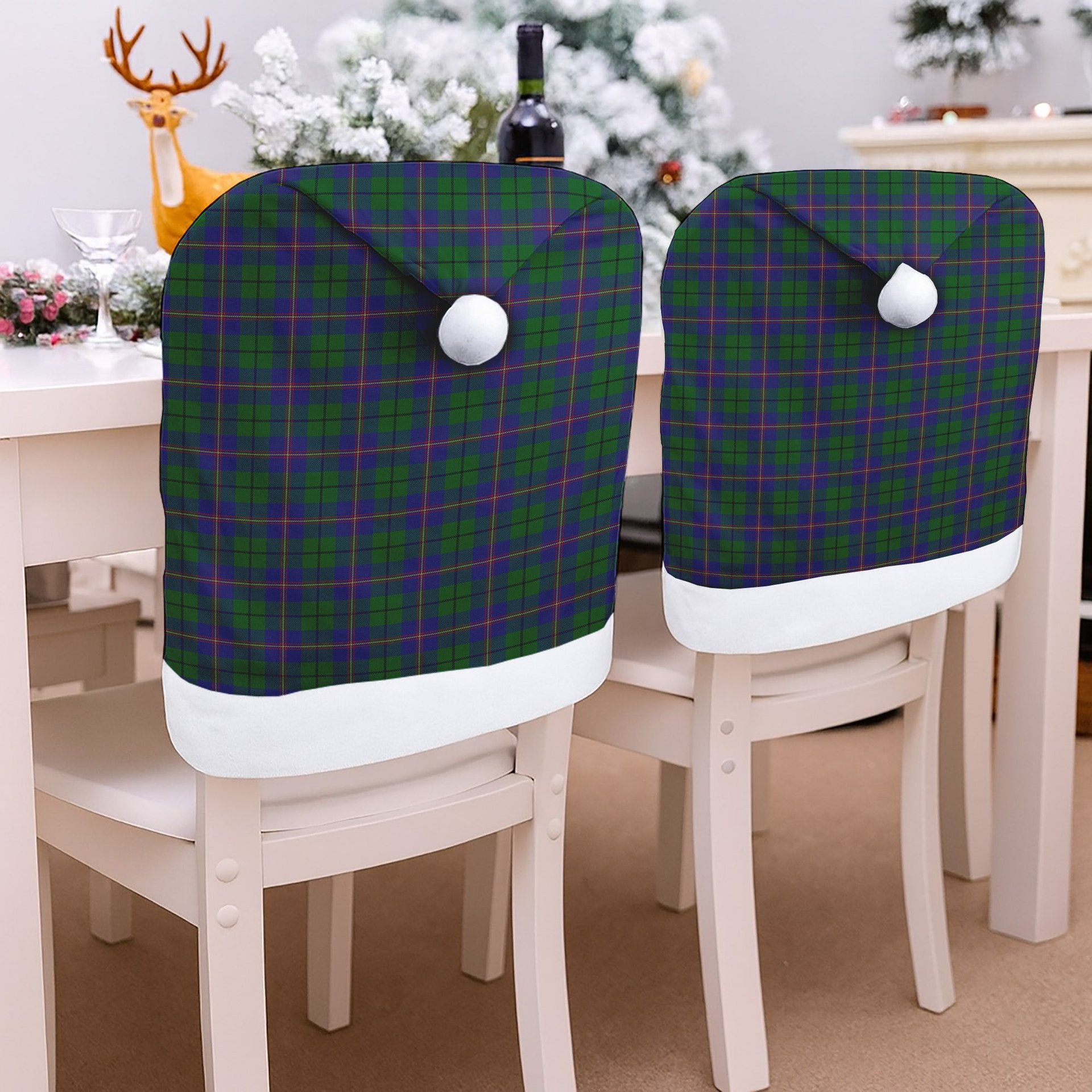 ScotsTee Shop Scottish Carmichael Tartan Santa Hat Christmas Chair Covers Decoration Table Dinner