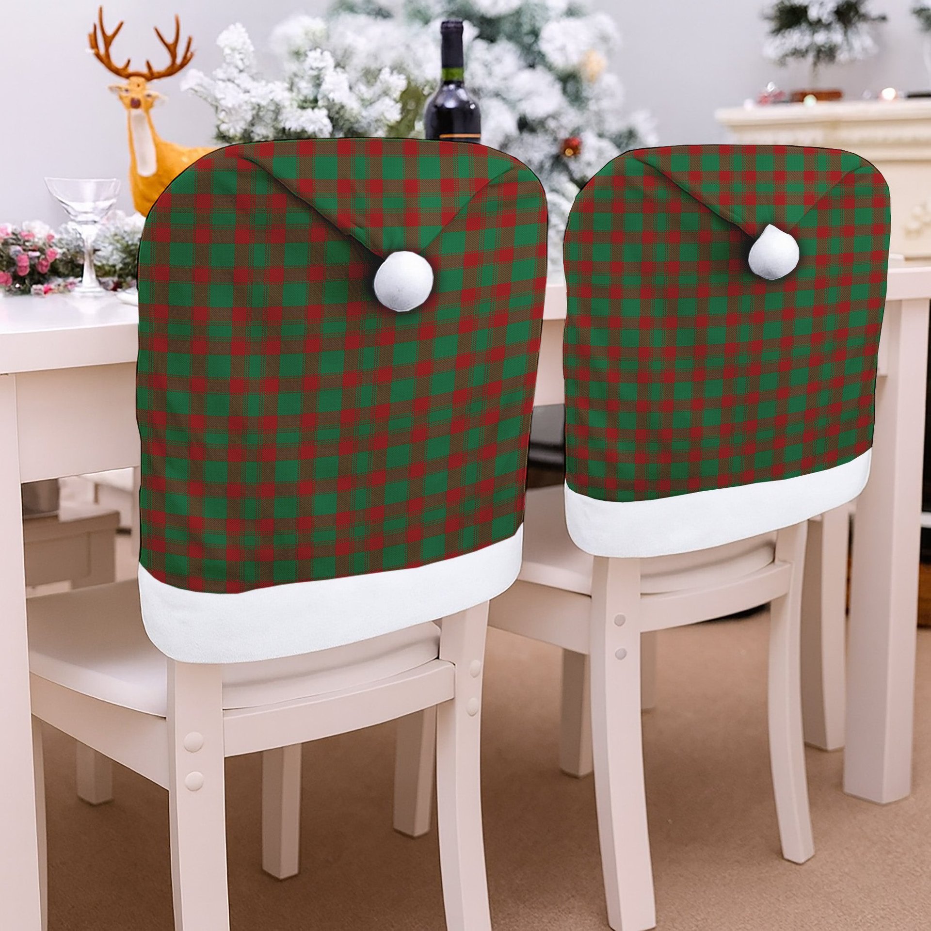 ScotsTee Shop Scottish Donachie Tartan Santa Hat Christmas Chair Covers Decoration Table Dinner