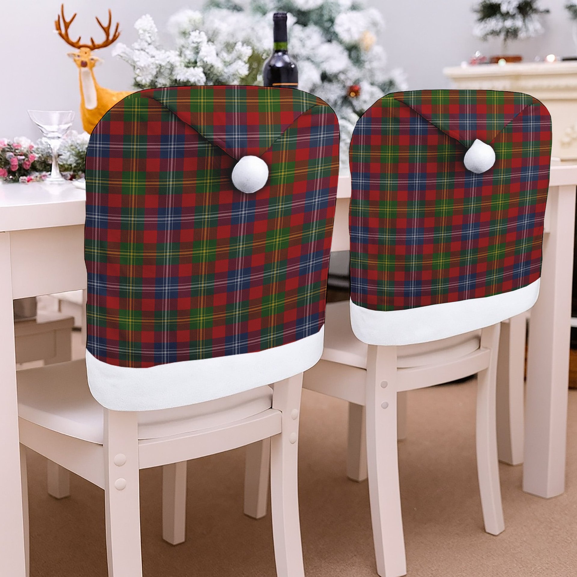 ScotsTee Shop Scottish Foster Tartan Santa Hat Christmas Chair Covers Decoration Table Dinner