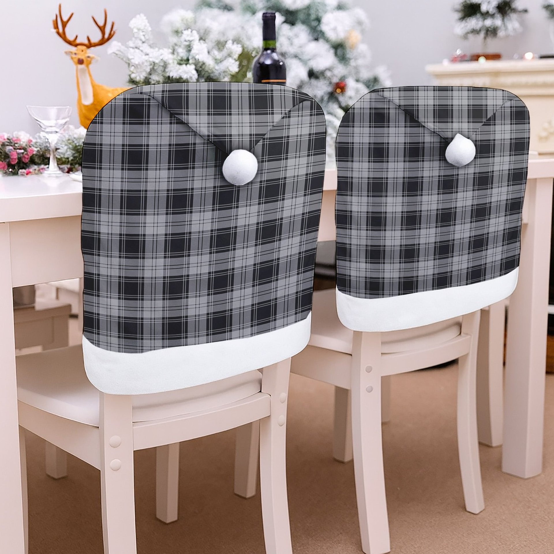 ScotsTee Shop Scottish Glen Tartan Santa Hat Christmas Chair Covers Decoration Table Dinner