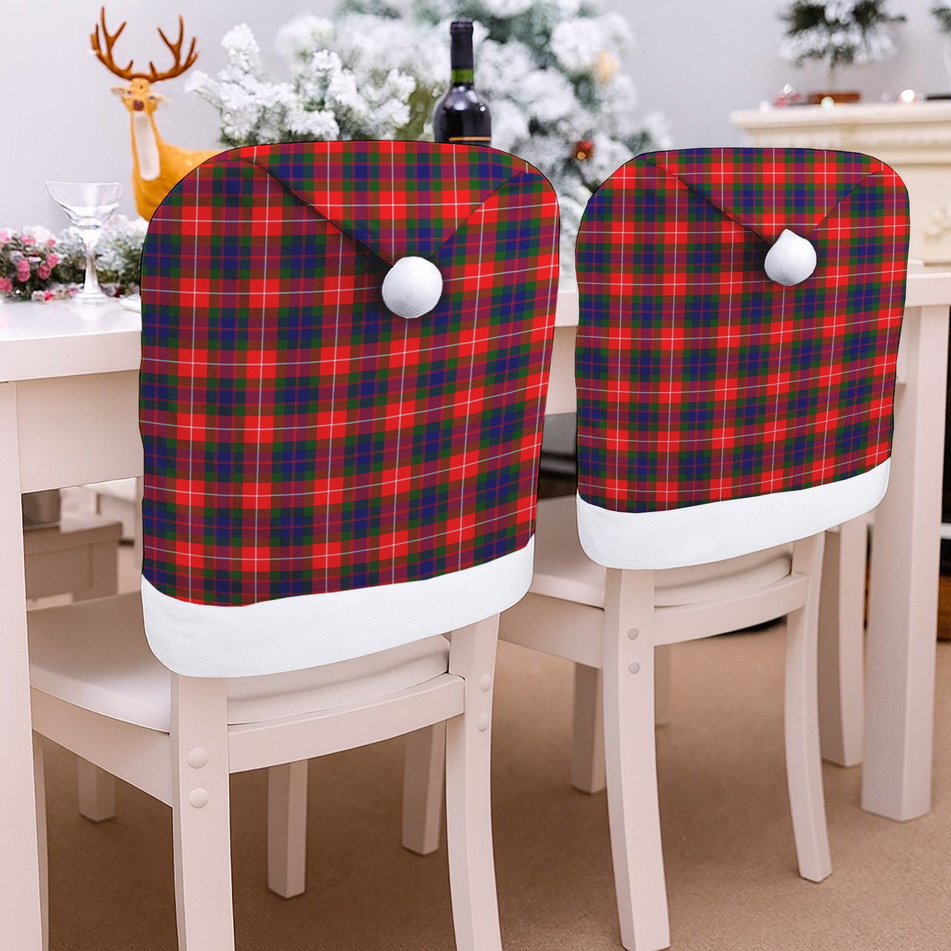 ScotsTee Shop Scottish Fraser Lovat Modern Tartan Santa Hat Christmas Chair Covers Decoration Table Dinner