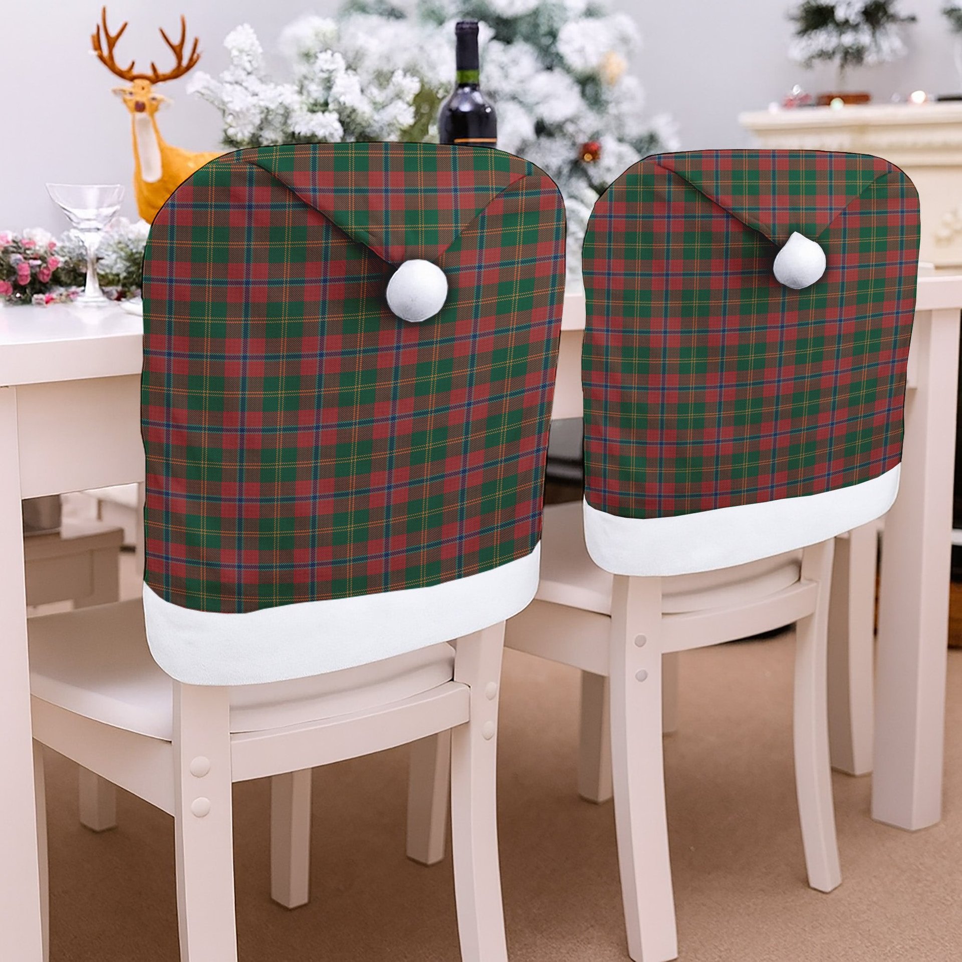 ScotsTee Shop Scottish Hutcheson Tartan Santa Hat Christmas Chair Covers Decoration Table Dinner