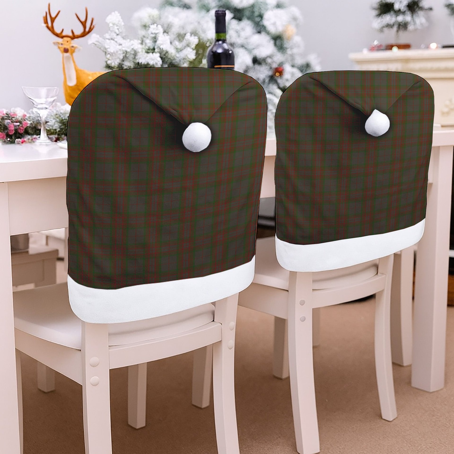 ScotsTee Shop Scottish Gray Tartan Santa Hat Christmas Chair Covers Decoration Table Dinner