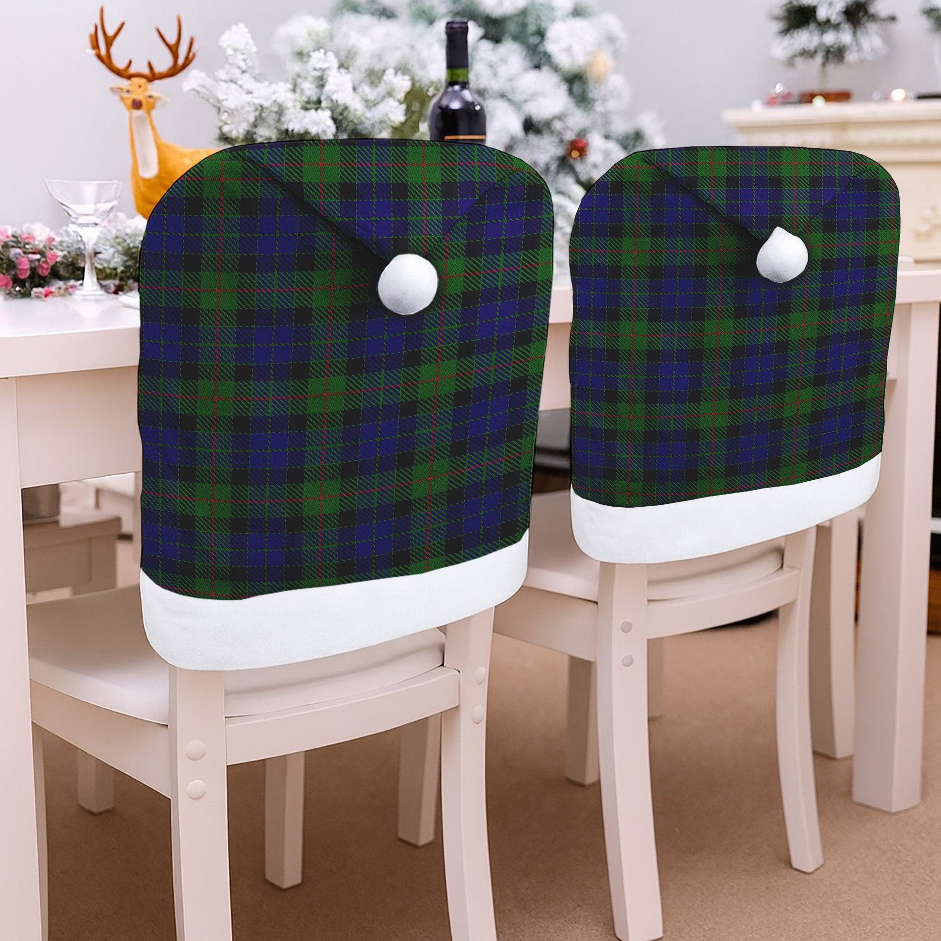 ScotsTee Shop Scottish Jamieson Tartan Santa Hat Christmas Chair Covers Decoration Table Dinner