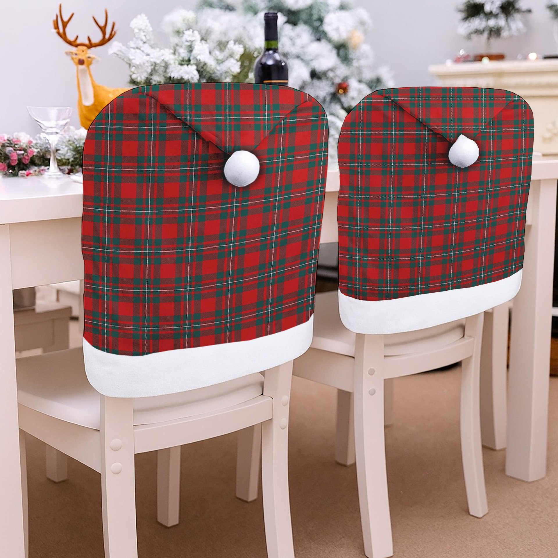 ScotsTee Shop Scottish Gregor Modern Clan Tartan Santa Hat Christmas Chair Covers Decoration Table Dinner