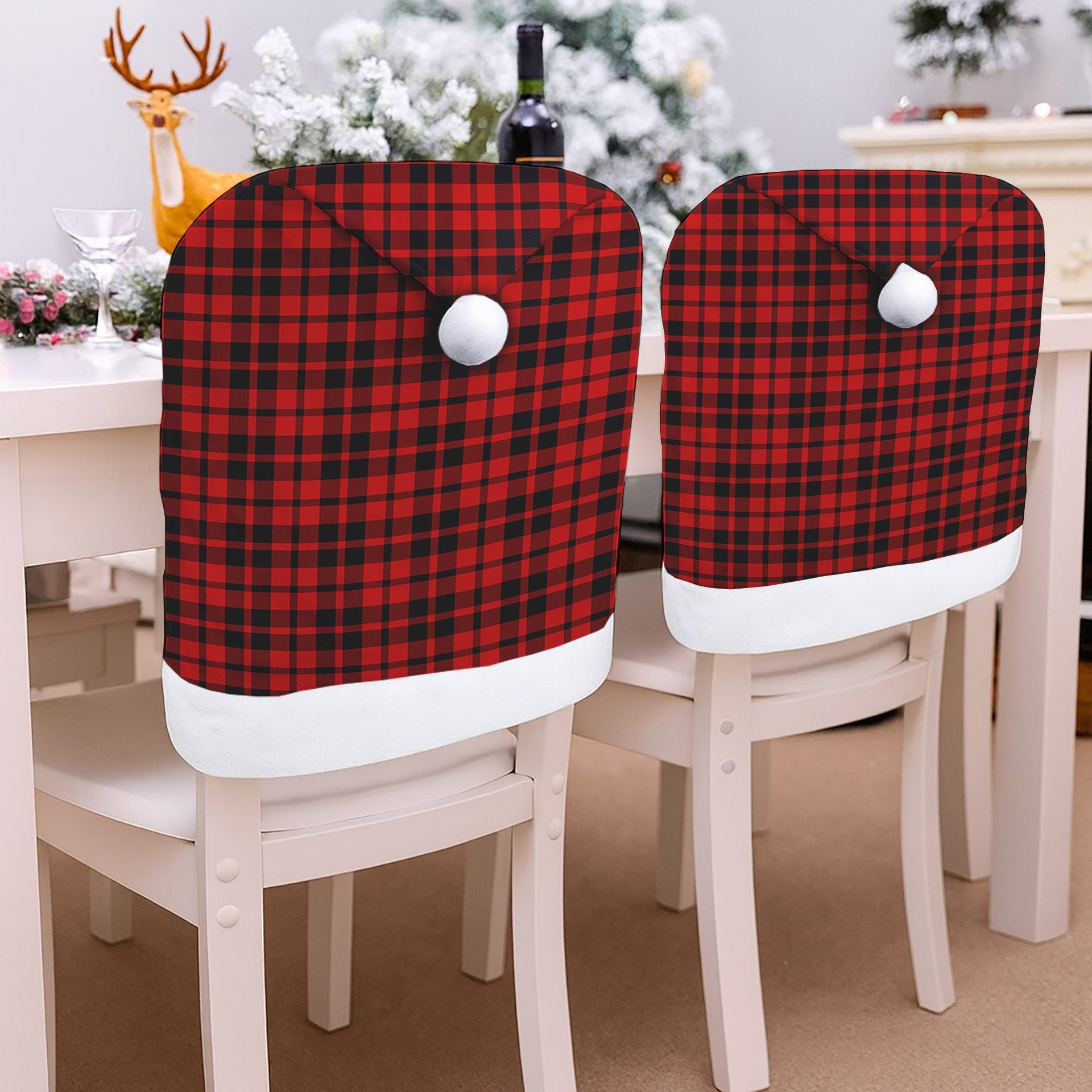 ScotsTee Shop Scottish Hog Tartan Santa Hat Christmas Chair Covers Decoration Table Dinner