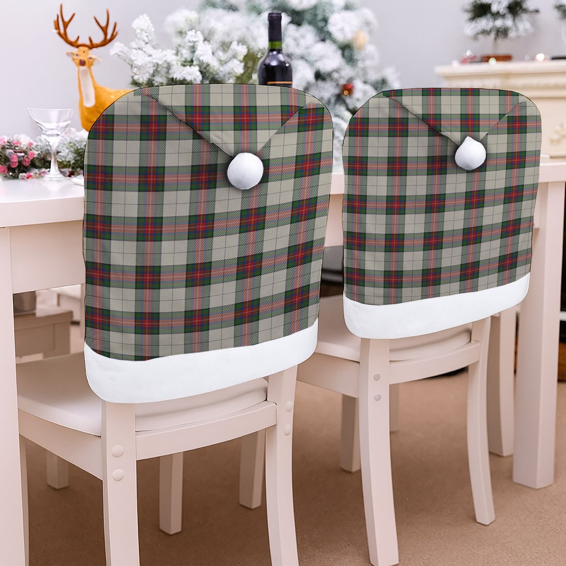 ScotsTee Shop Scottish Hohenzollern Tartan Santa Hat Christmas Chair Covers Decoration Table Dinner