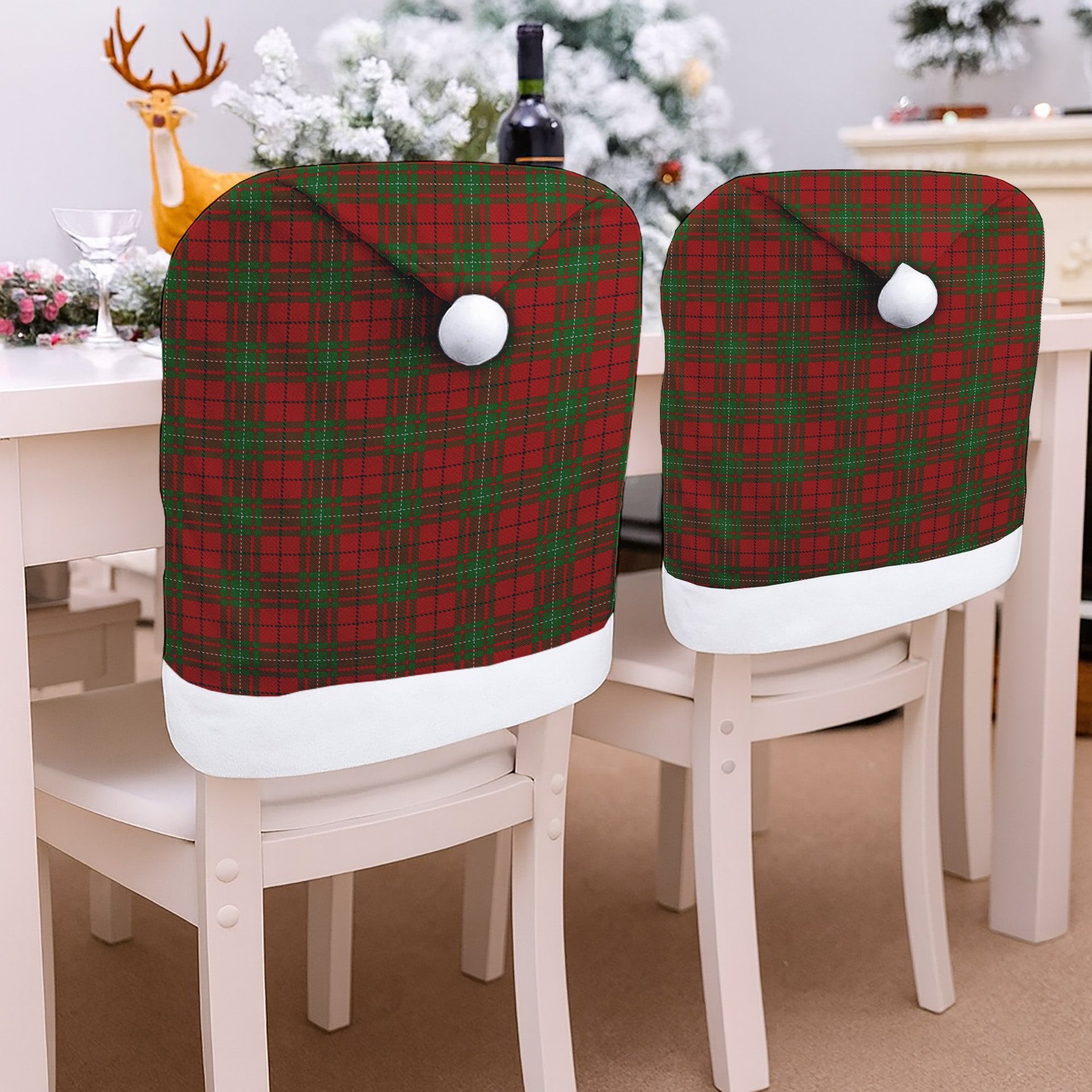 ScotsTee Shop Scottish MacAulay 1880 Tartan Santa Hat Christmas Chair Covers Decoration Table Dinner