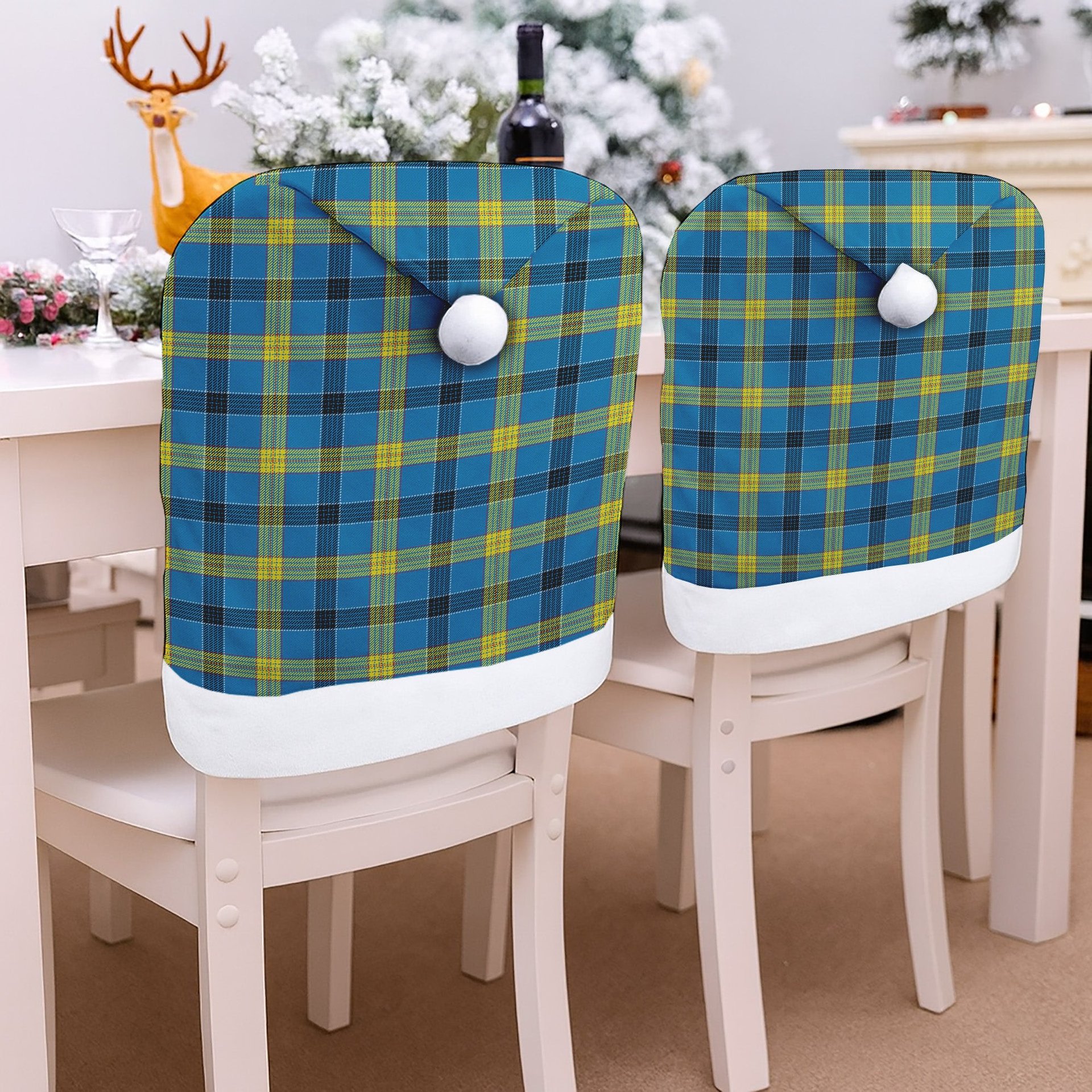 ScotsTee Shop Scottish Laing Modern Tartan Santa Hat Christmas Chair Covers Decoration Table Dinner