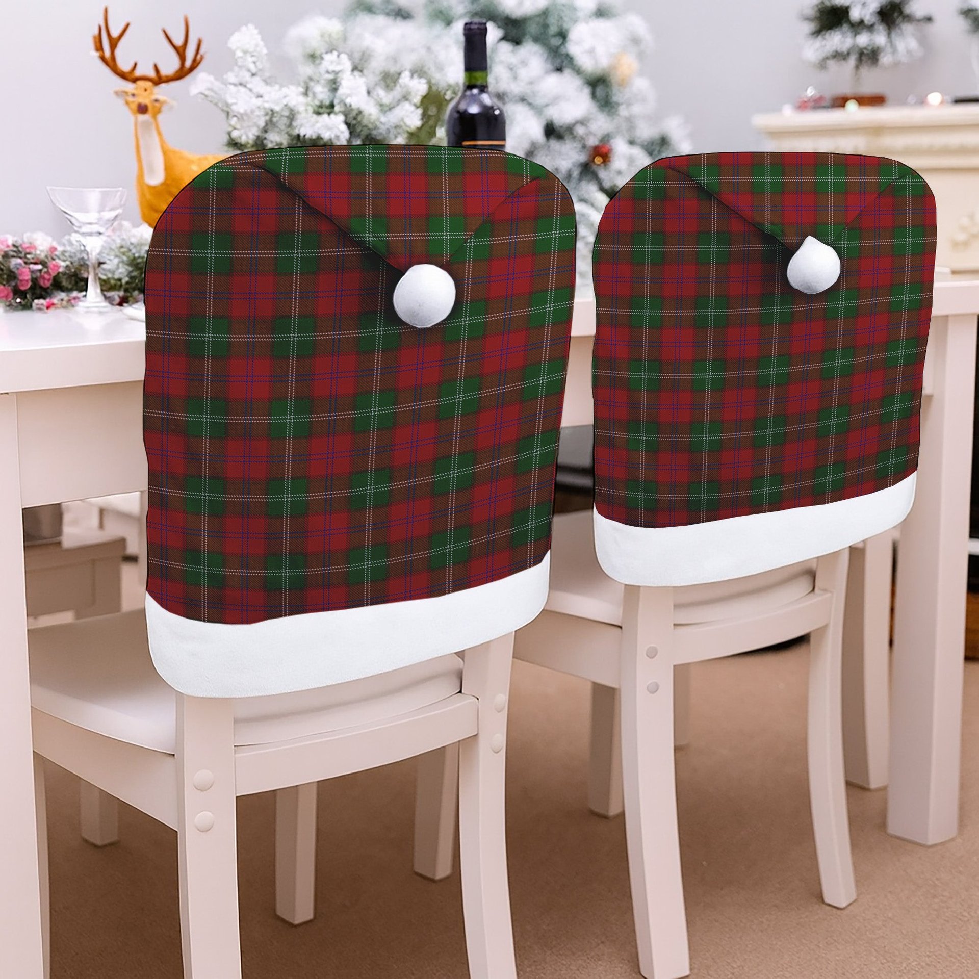 ScotsTee Shop Scottish Leckie Tartan Santa Hat Christmas Chair Covers Decoration Table Dinner