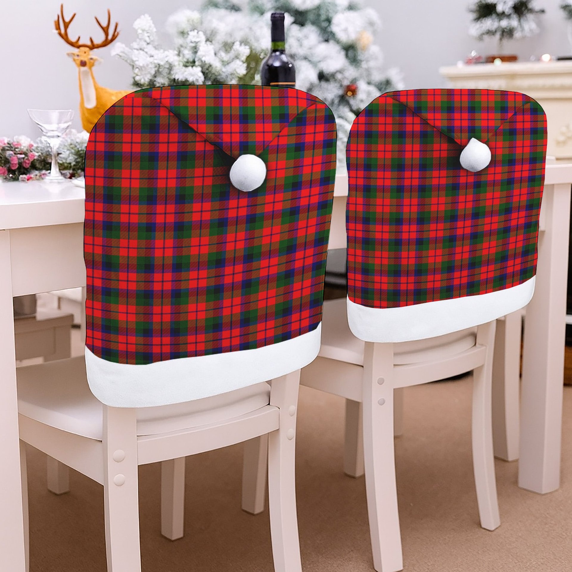 ScotsTee Shop Scottish Macnaghten Modern Tartan Santa Hat Christmas Chair Covers Decoration Table Dinner
