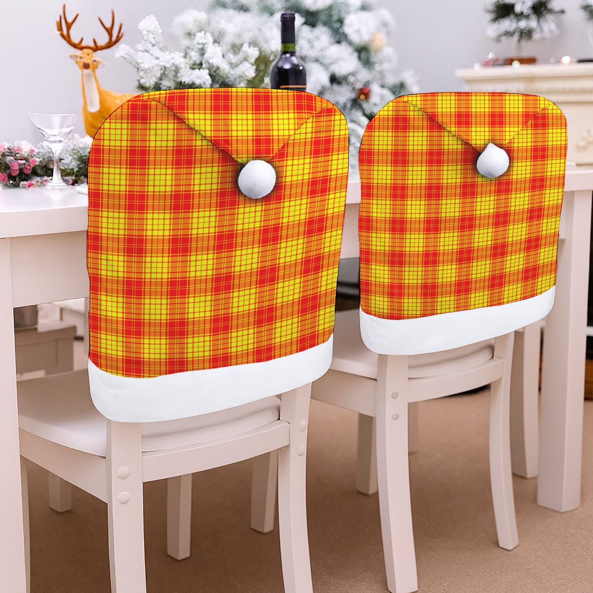 ScotsTee Shop Scottish MacMillan Tartan Santa Hat Christmas Chair Covers Decoration Table Dinner