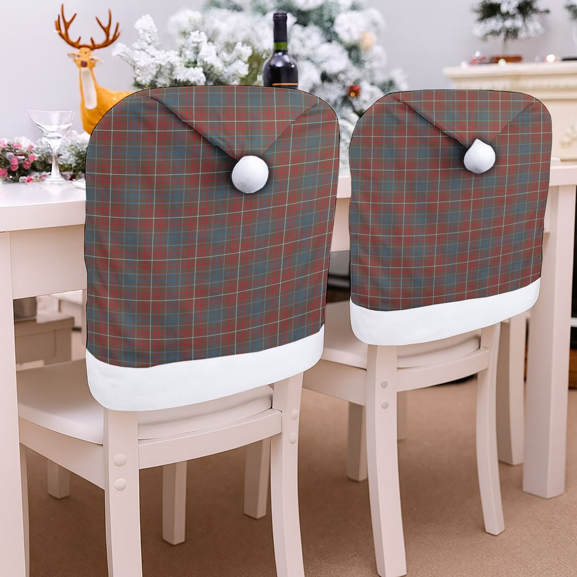 ScotsTee Shop Scottish MacConnell Weathered Tartan Santa Hat Christmas Chair Covers Decoration Table Dinner