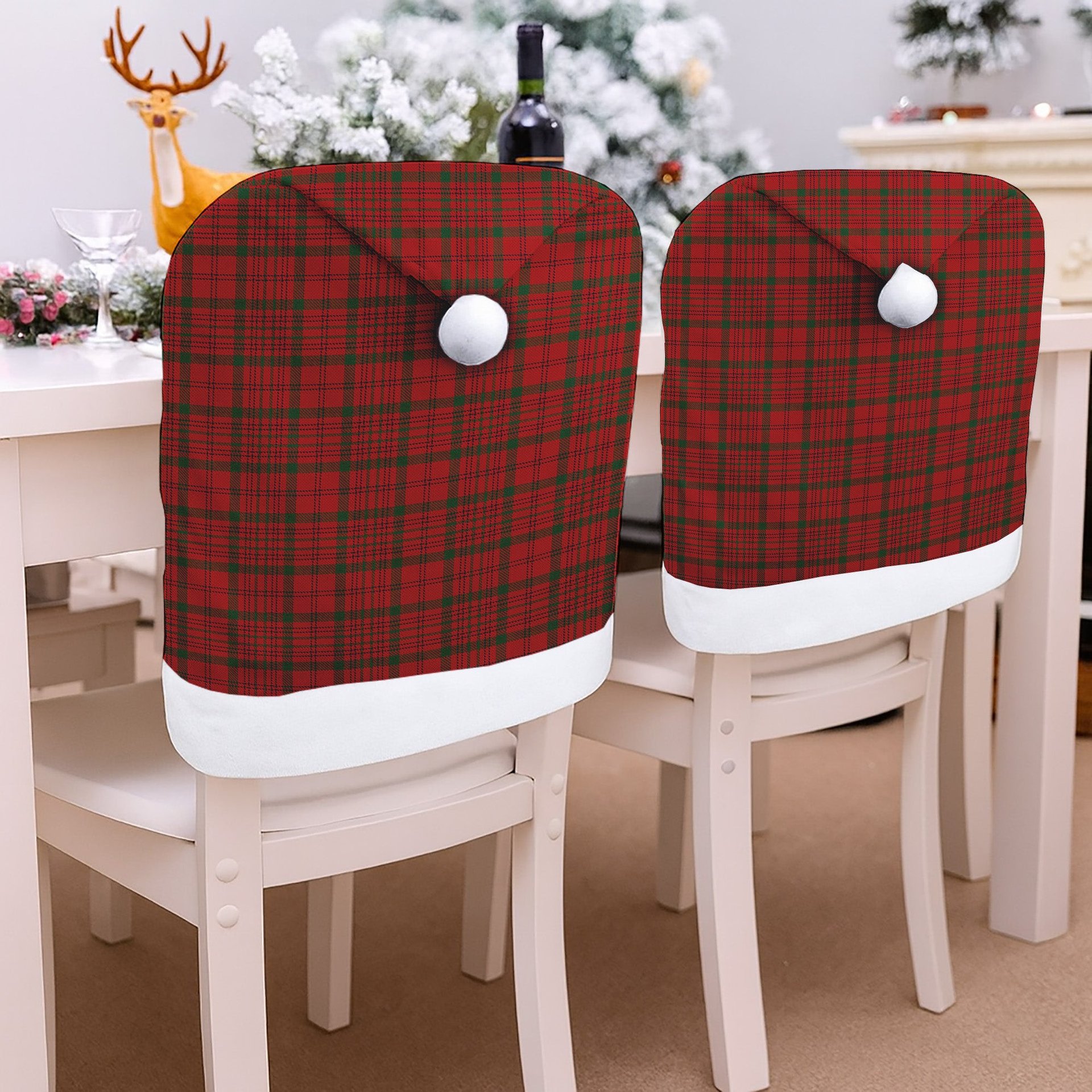ScotsTee Shop Scottish MacDonell of Keppach Tartan Santa Hat Christmas Chair Covers Decoration Table Dinner