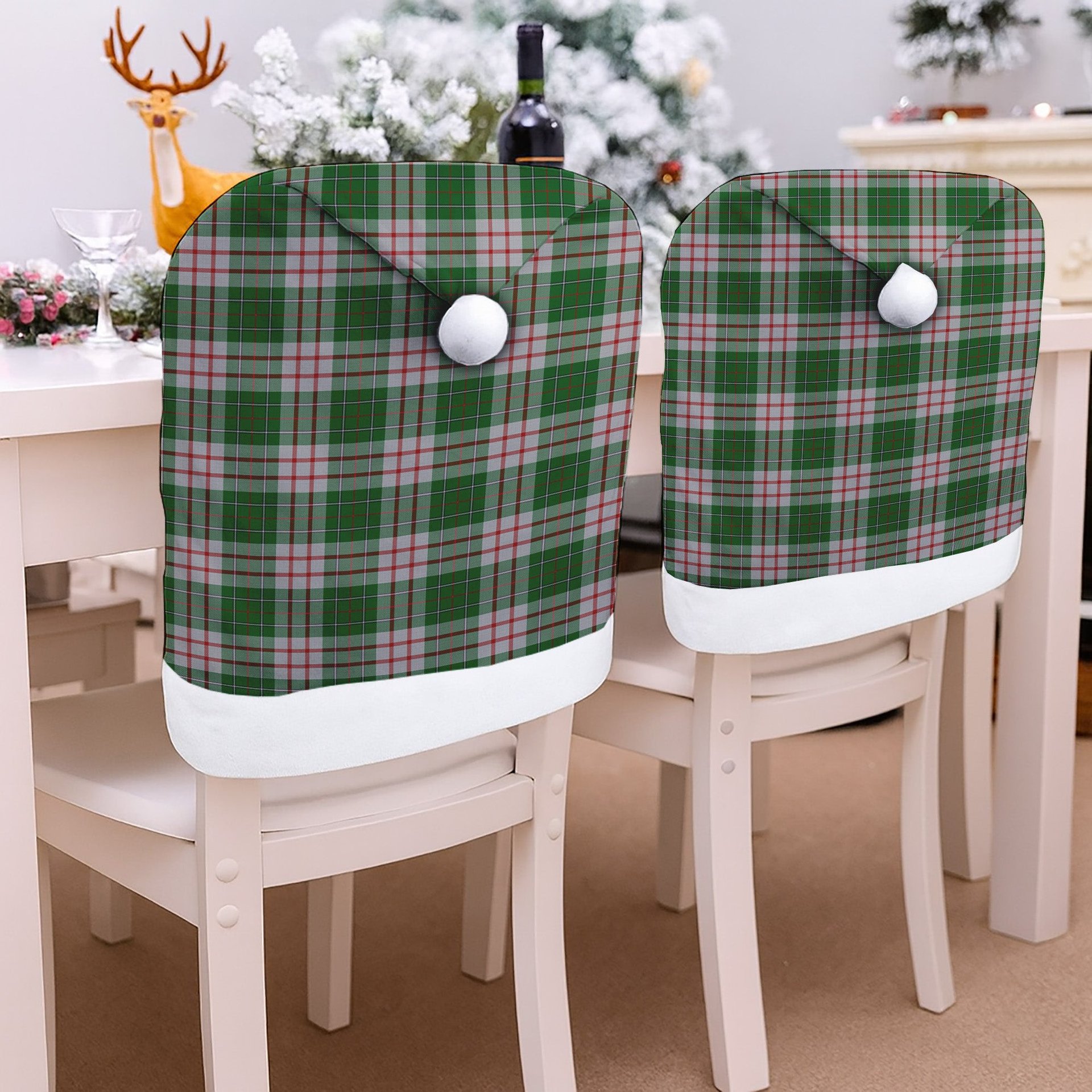 ScotsTee Shop Scottish MacDiarmid Dress Tartan Santa Hat Christmas Chair Covers Decoration Table Dinner