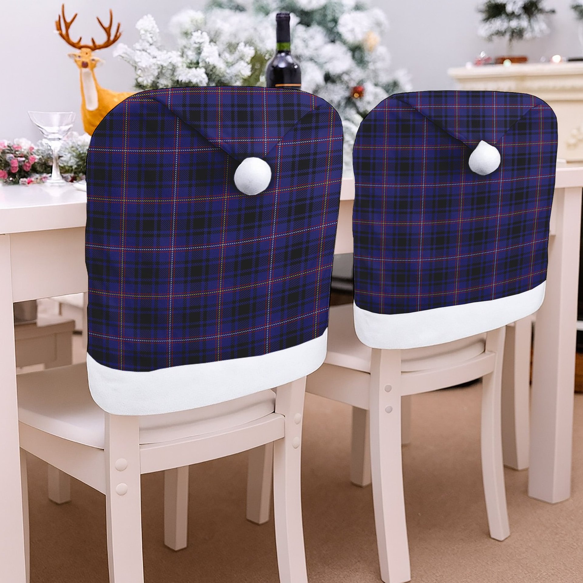 ScotsTee Shop Scottish MacIver of Strome Tartan Santa Hat Christmas Chair Covers Decoration Table Dinner