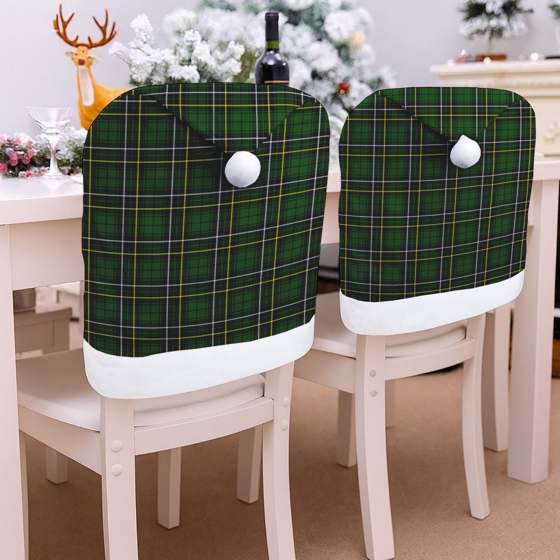 ScotsTee Shop Scottish MacAlpine Modern Tartan Santa Hat Christmas Chair Covers Decoration Table Dinner