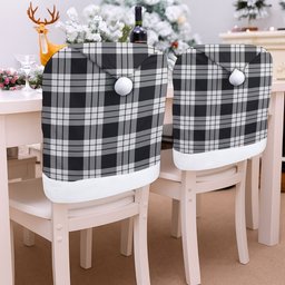 ScotsTee Shop Scottish McFarland Black White Tartan Santa Hat Christmas Chair Covers Decoration Table Dinner