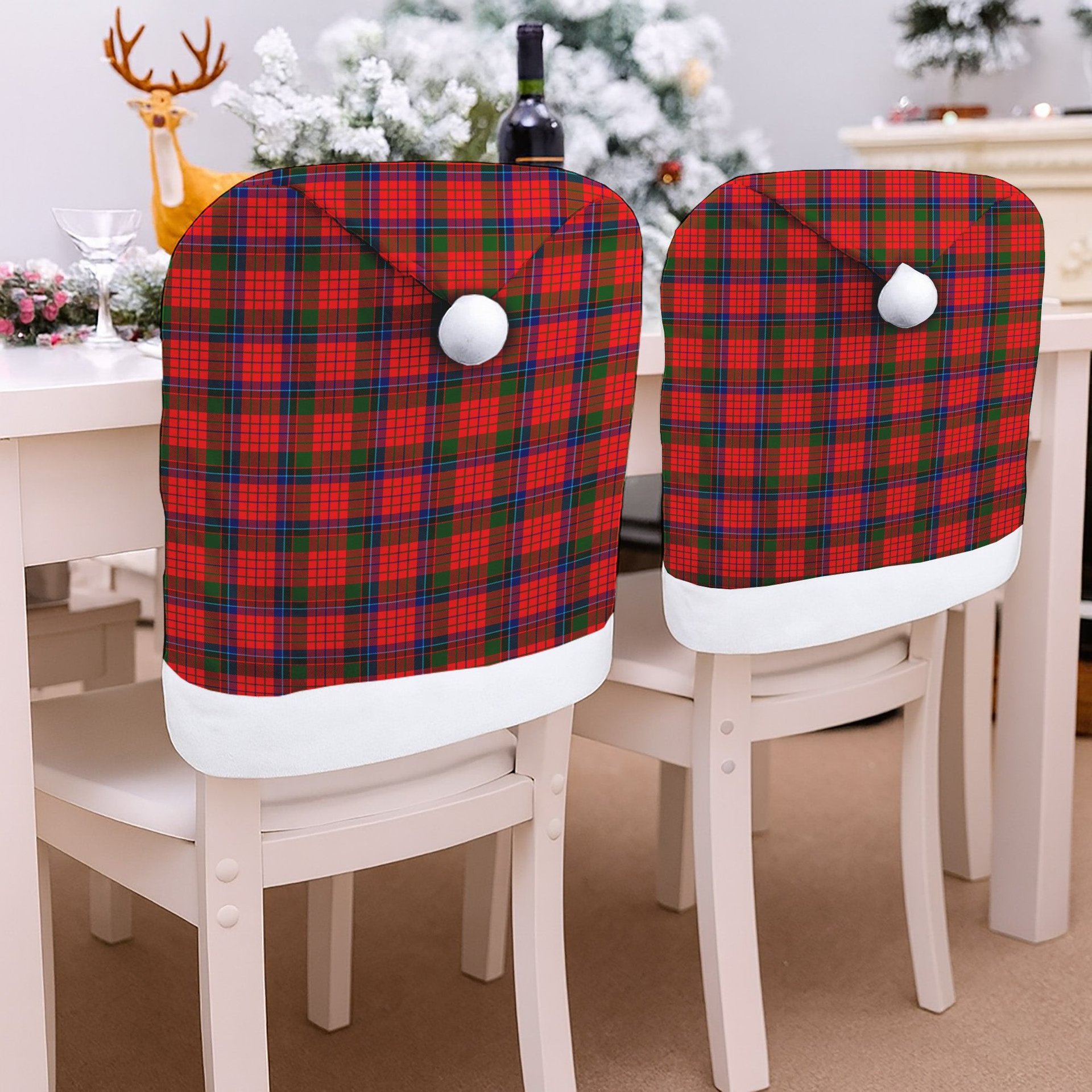 ScotsTee Shop Scottish Nicholson Modern Tartan Santa Hat Christmas Chair Covers Decoration Table Dinner