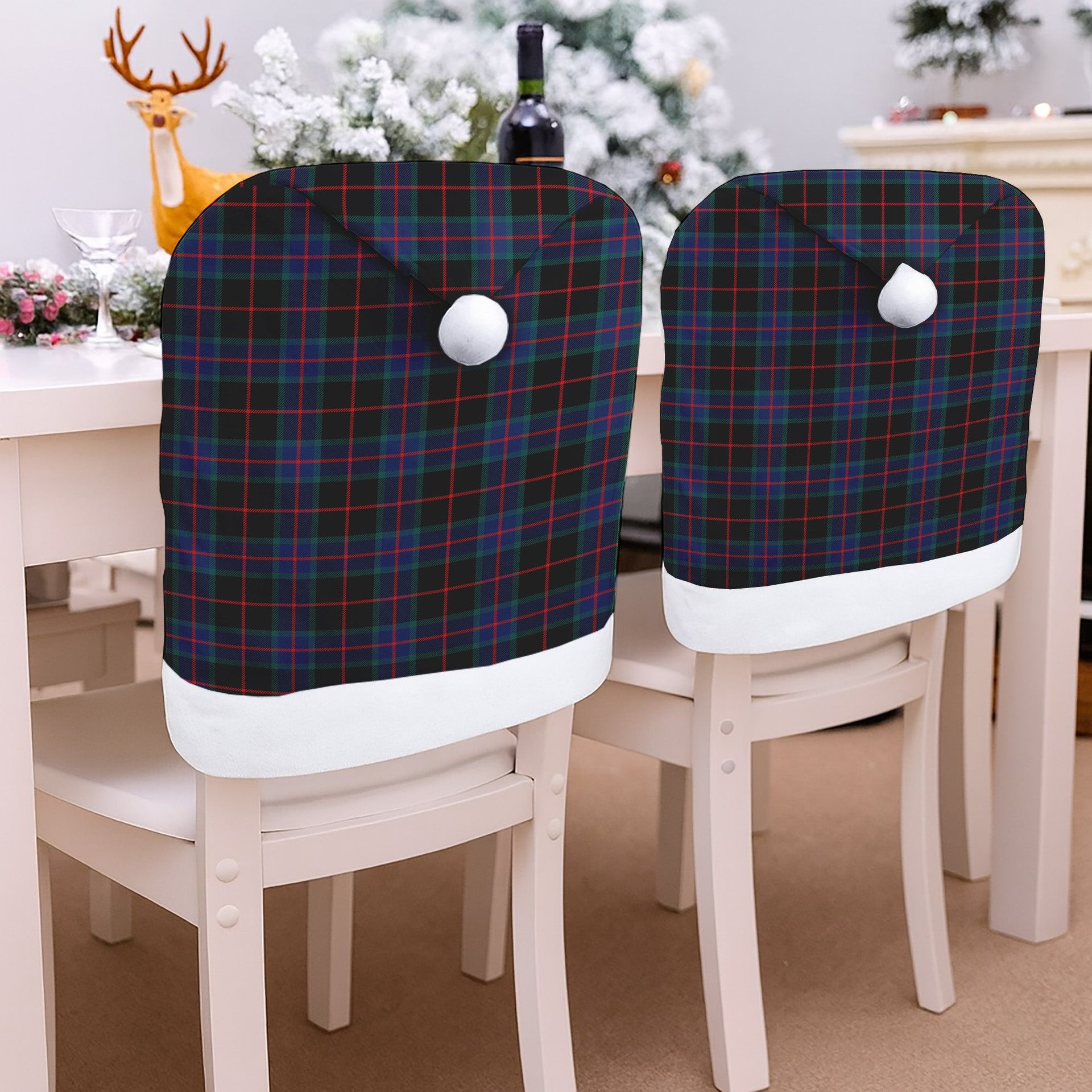 ScotsTee Shop Scottish Nairn Modern Tartan Santa Hat Christmas Chair Covers Decoration Table Dinner