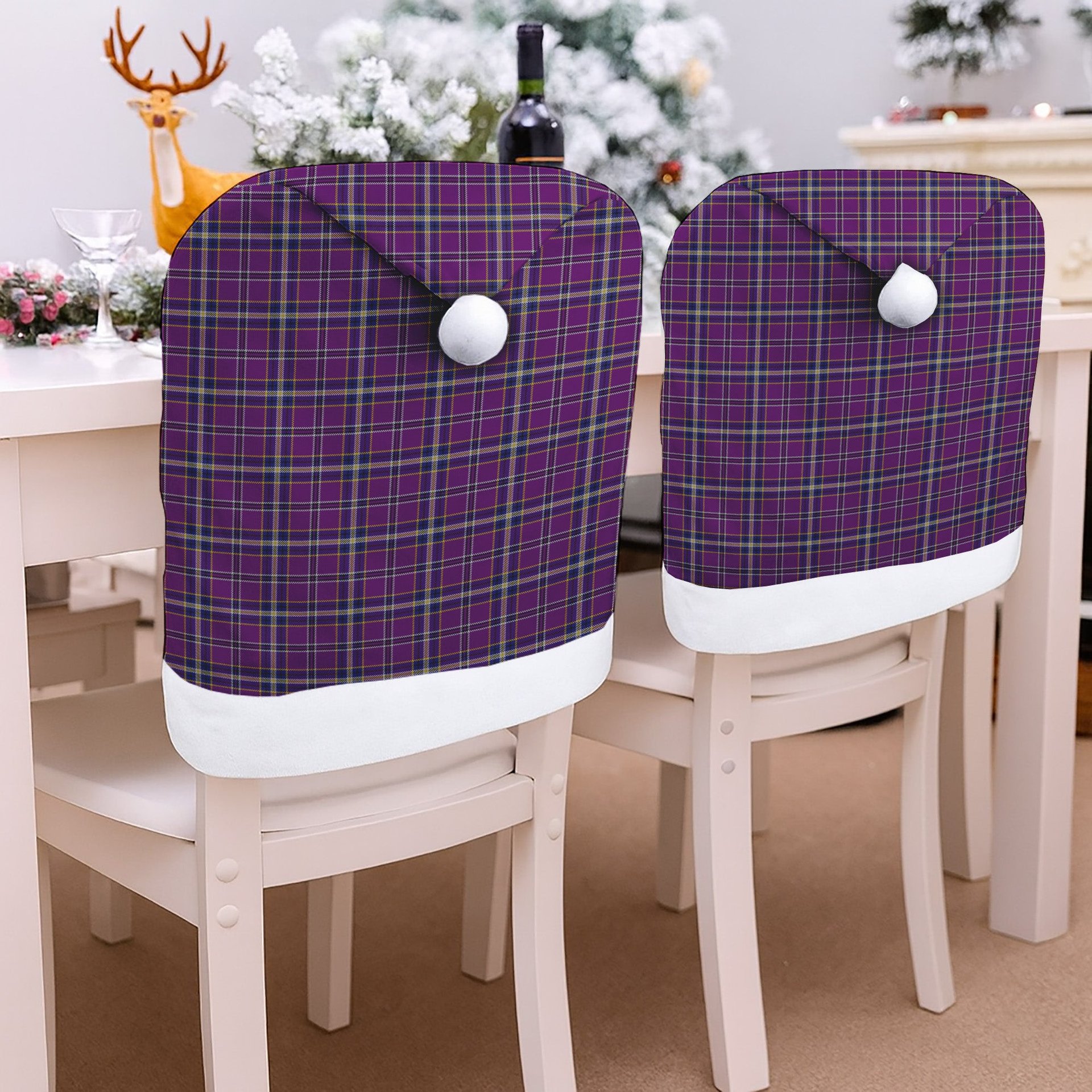 ScotsTee Shop Scottish Regan Tartan Santa Hat Christmas Chair Covers Decoration Table Dinner