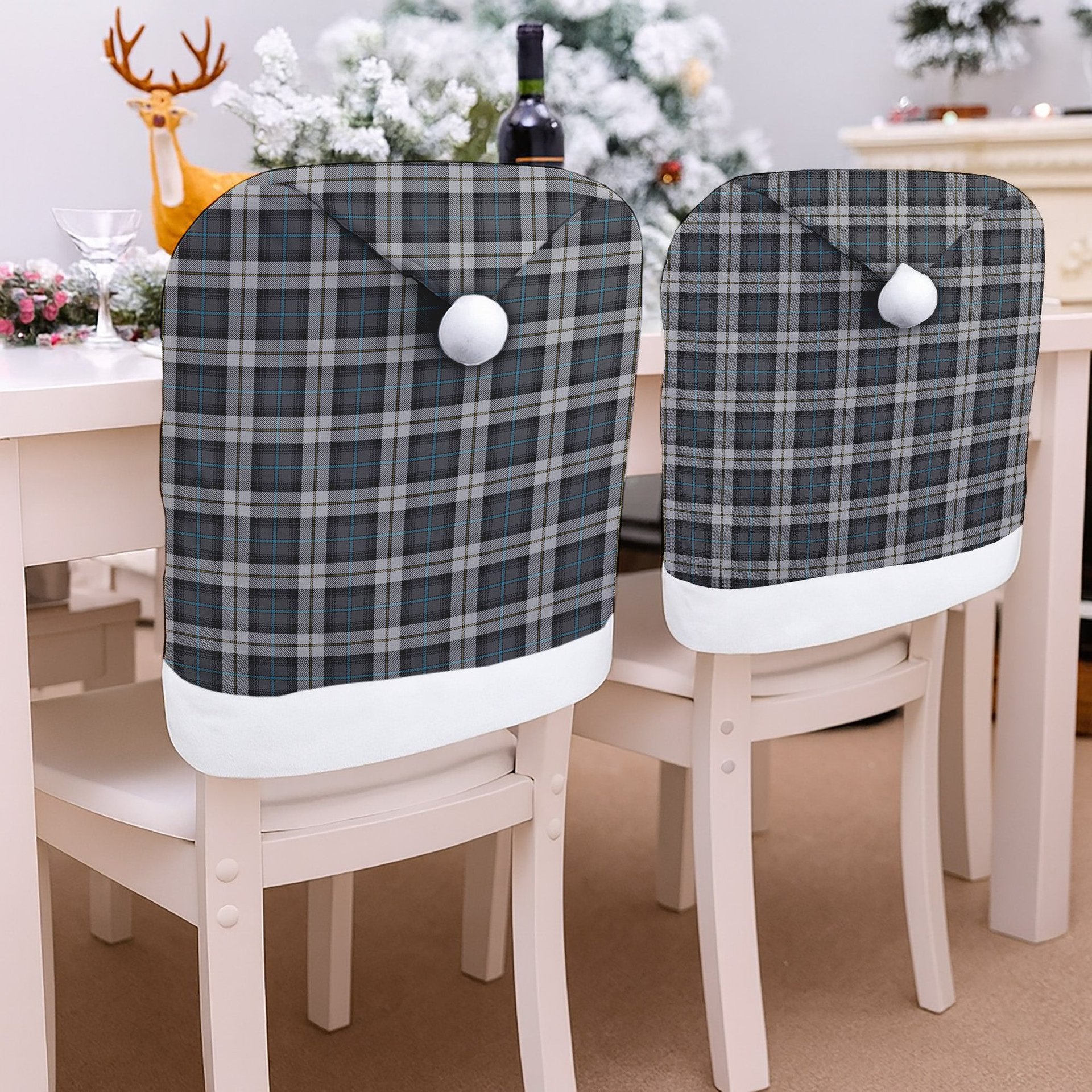 ScotsTee Shop Scottish McCandlish Arisaid Grey Tartan Santa Hat Christmas Chair Covers Decoration Table Dinner