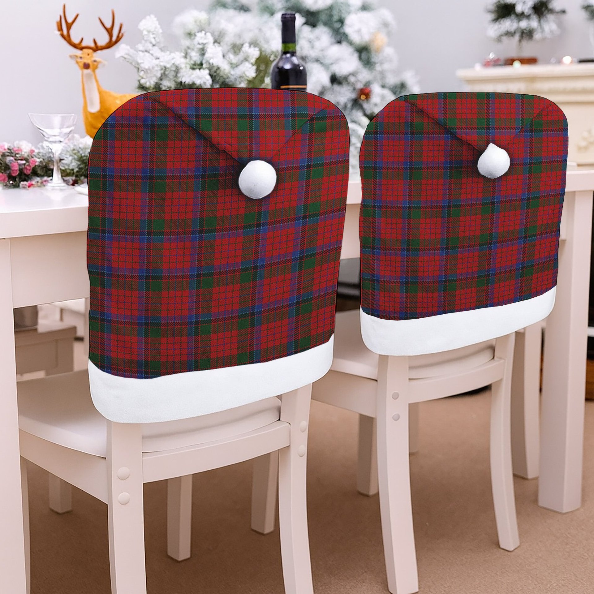 ScotsTee Shop Scottish Nicolson Tartan Santa Hat Christmas Chair Covers Decoration Table Dinner