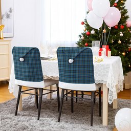 ScotsTee Shop Scottish Rea Tartan Santa Hat Christmas Chair Covers Decoration Table Dinner