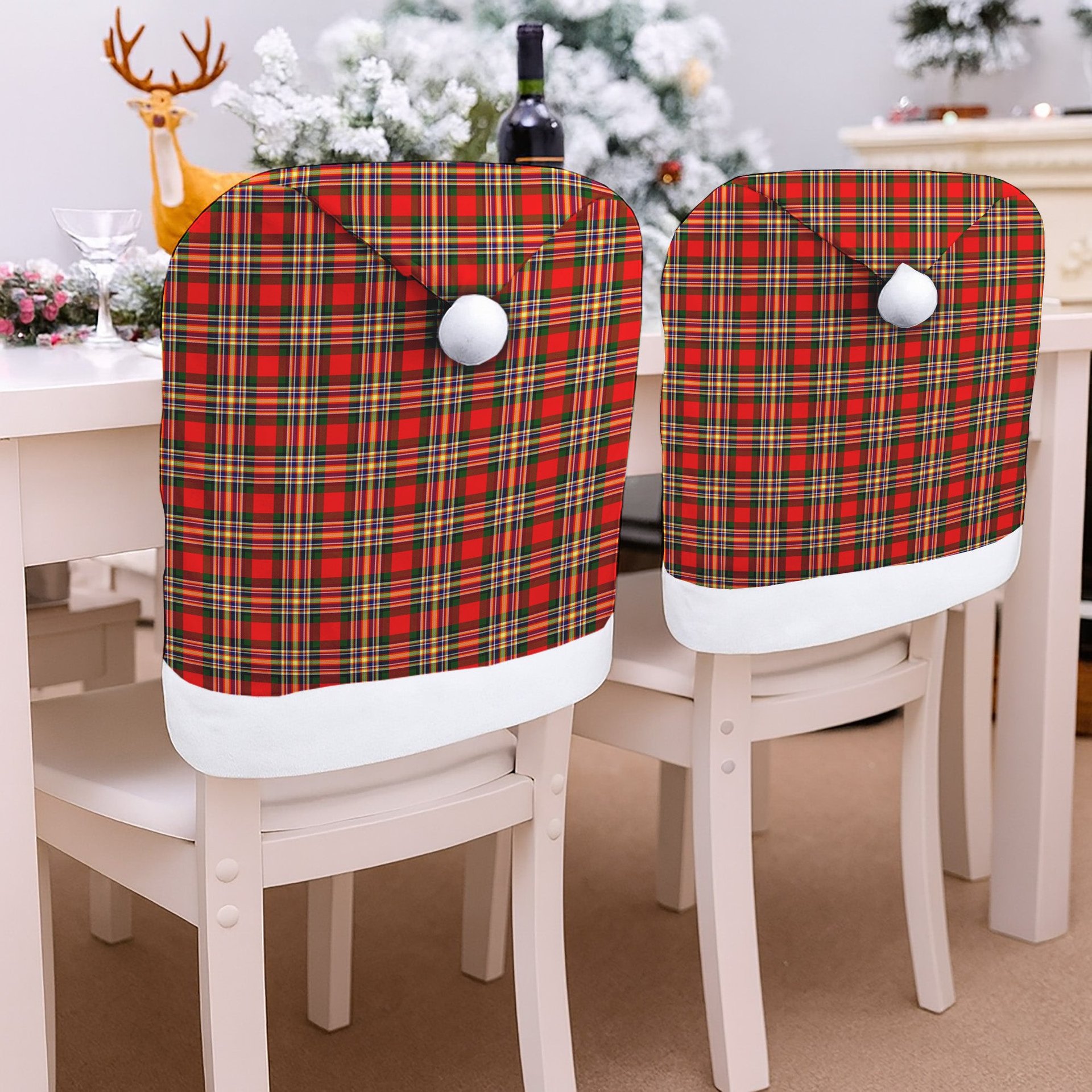 ScotsTee Shop Scottish MakGill Modern Tartan Santa Hat Christmas Chair Covers Decoration Table Dinner