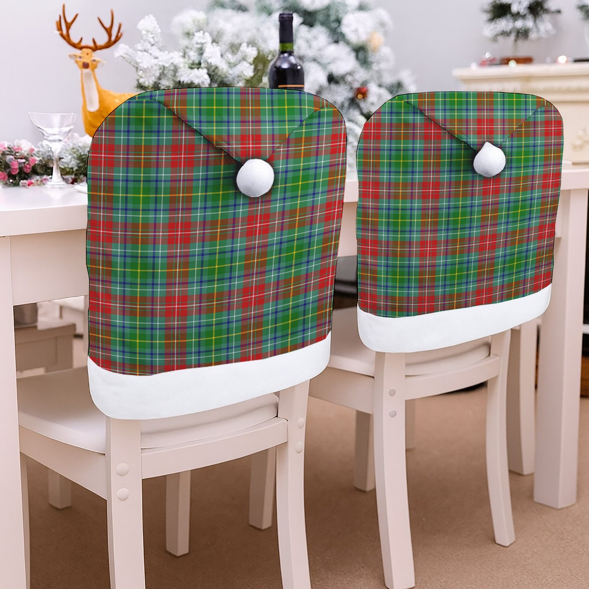 ScotsTee Shop Scottish Muirhead SC Tartan Santa Hat Christmas Chair Covers Decoration Table Dinner