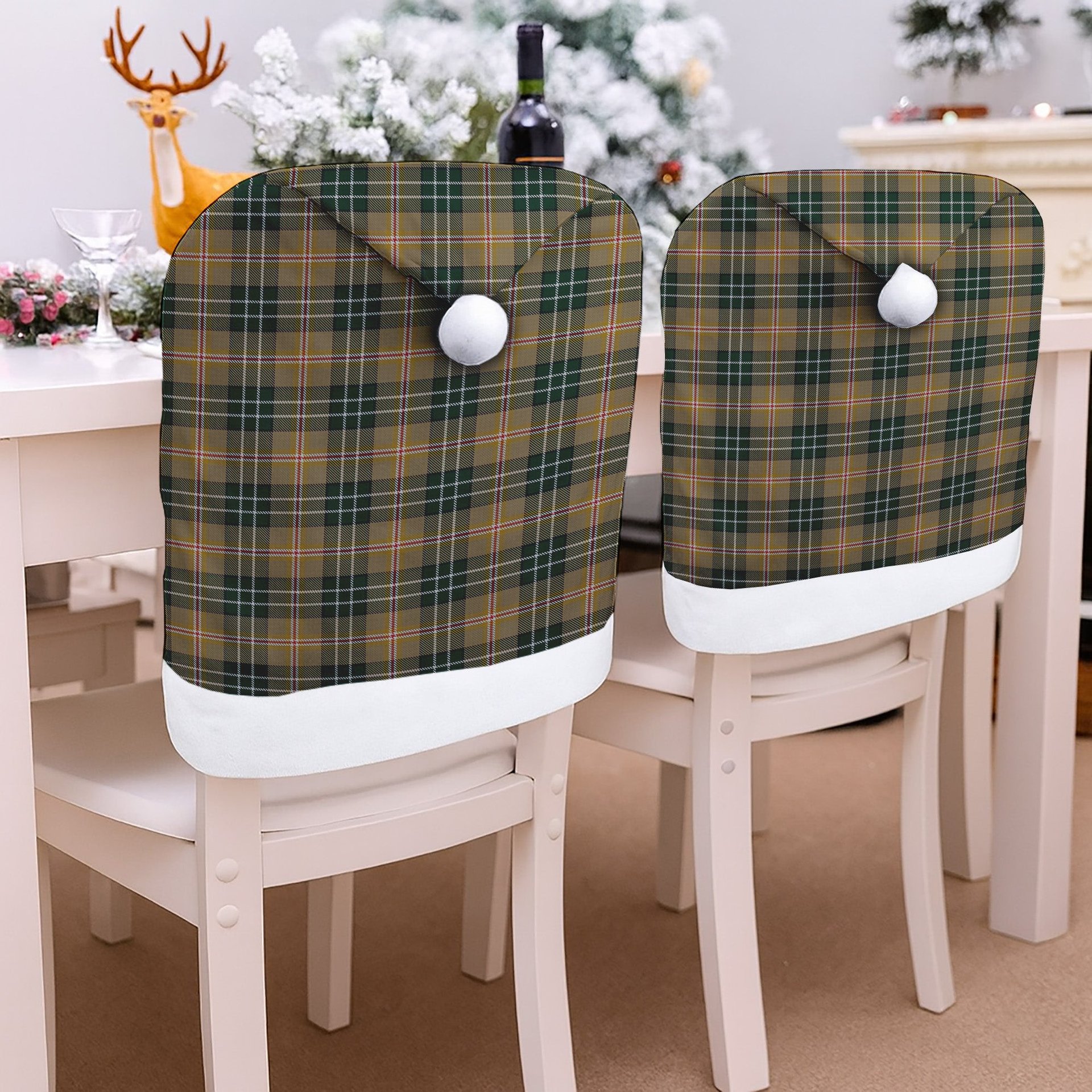 ScotsTee Shop Scottish MacShane Tartan Santa Hat Christmas Chair Covers Decoration Table Dinner