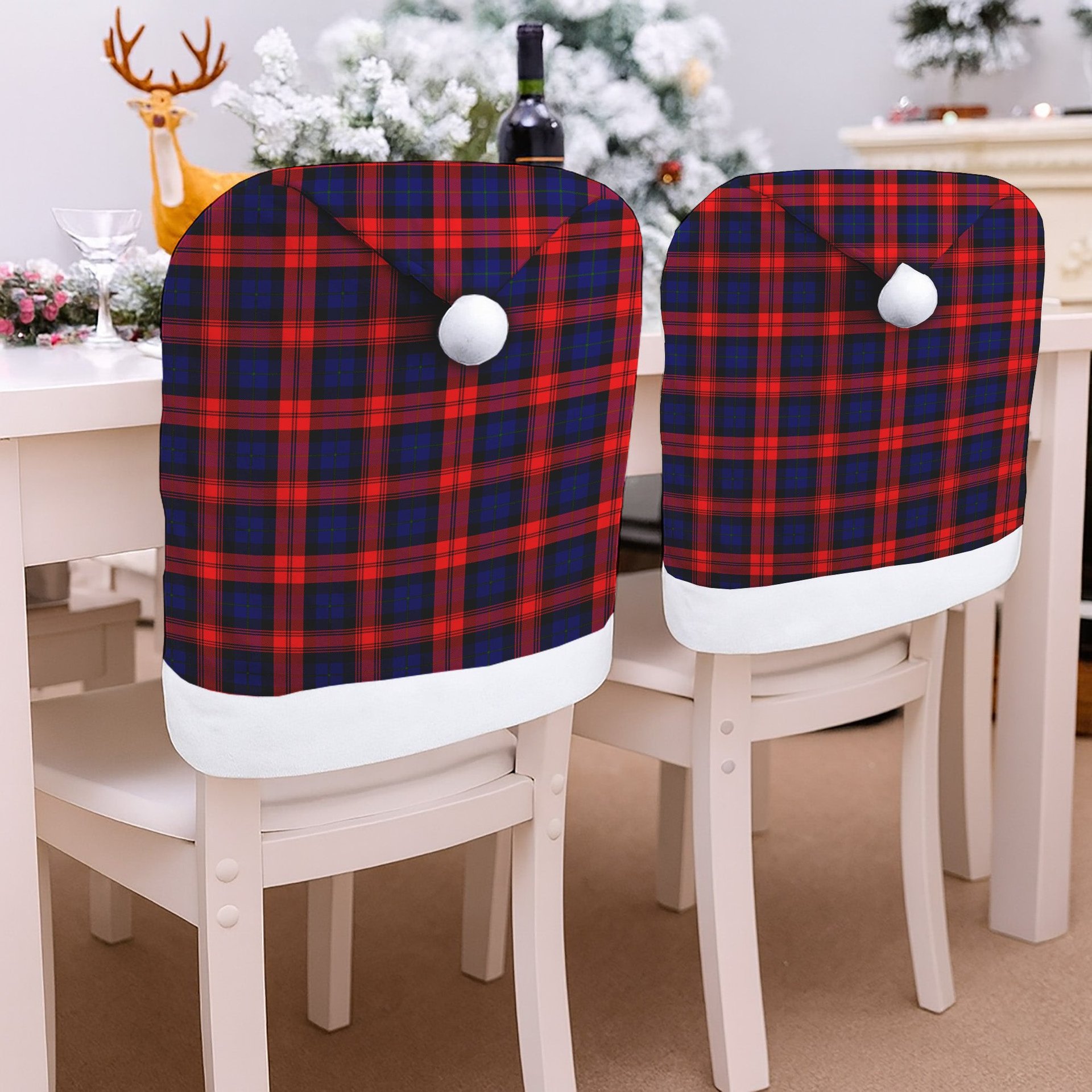 ScotsTee Shop Scottish McCracken Tartan Santa Hat Christmas Chair Covers Decoration Table Dinner