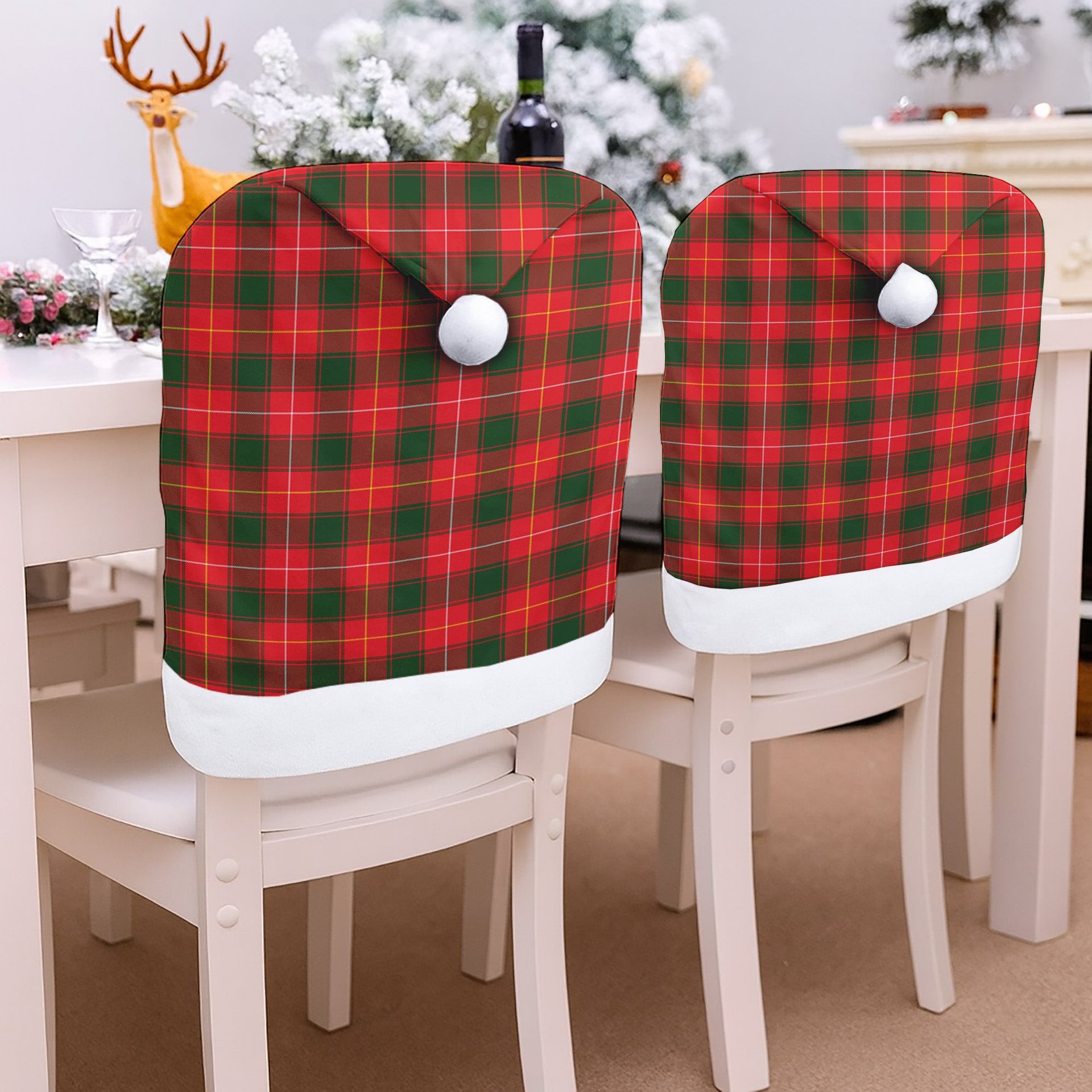 ScotsTee Shop Scottish MacPhee Modern Tartan Santa Hat Christmas Chair Covers Decoration Table Dinner
