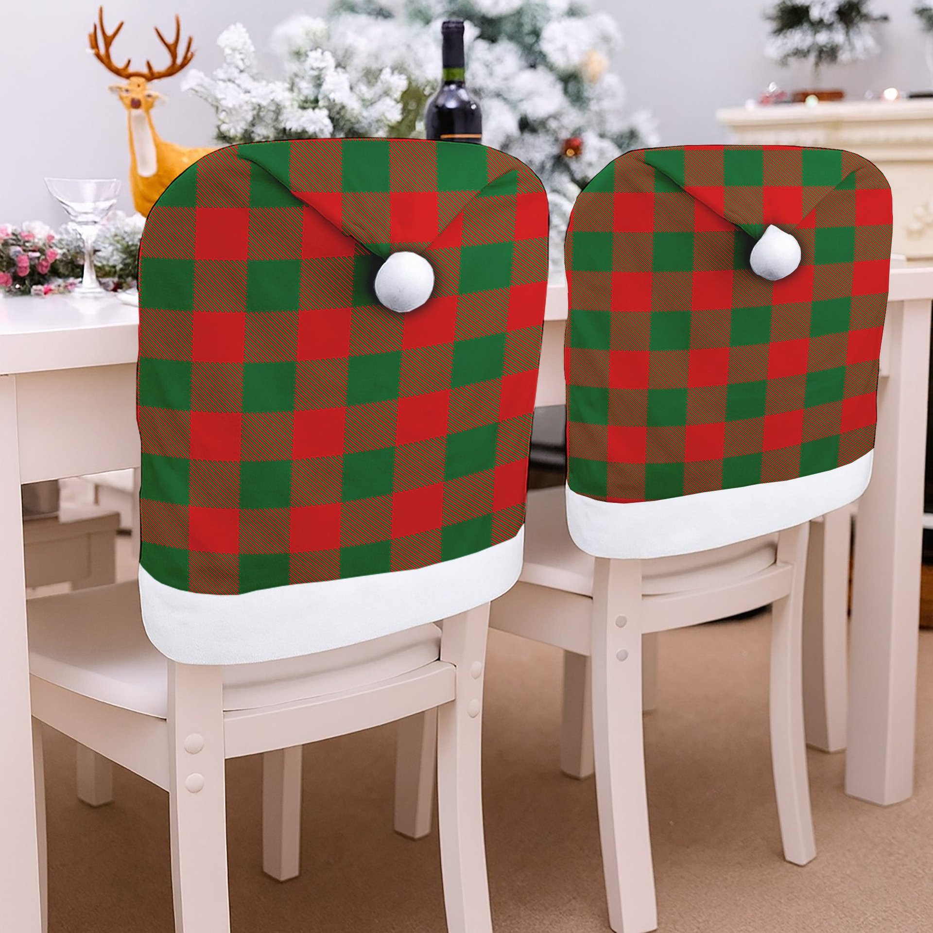 ScotsTee Shop Scottish Moncreiffe Modern Tartan Santa Hat Christmas Chair Covers Decoration Table Dinner